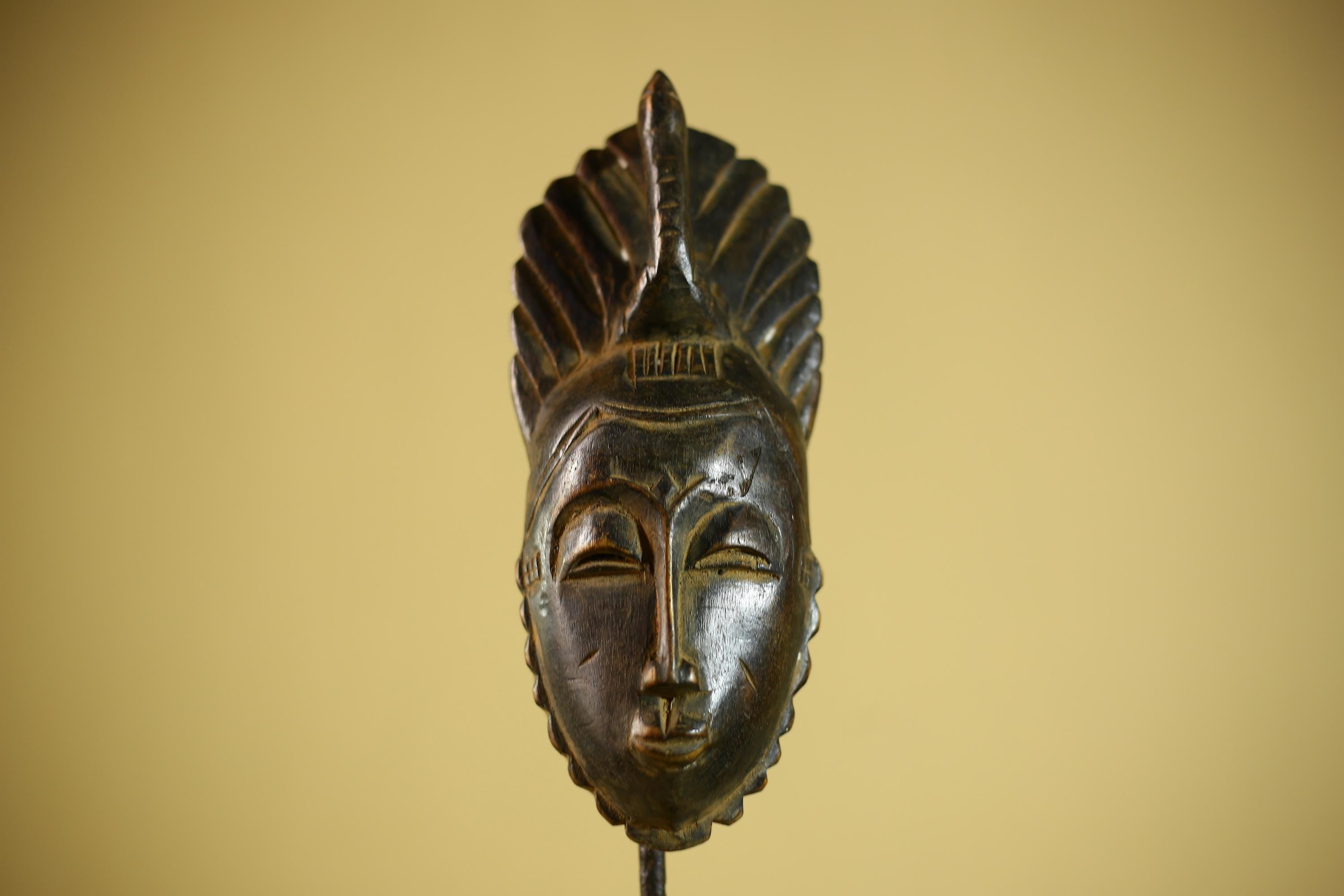 African Portrait Mask Hand Carved Wood Tribal Face Wall Hanging Decor-G6342
