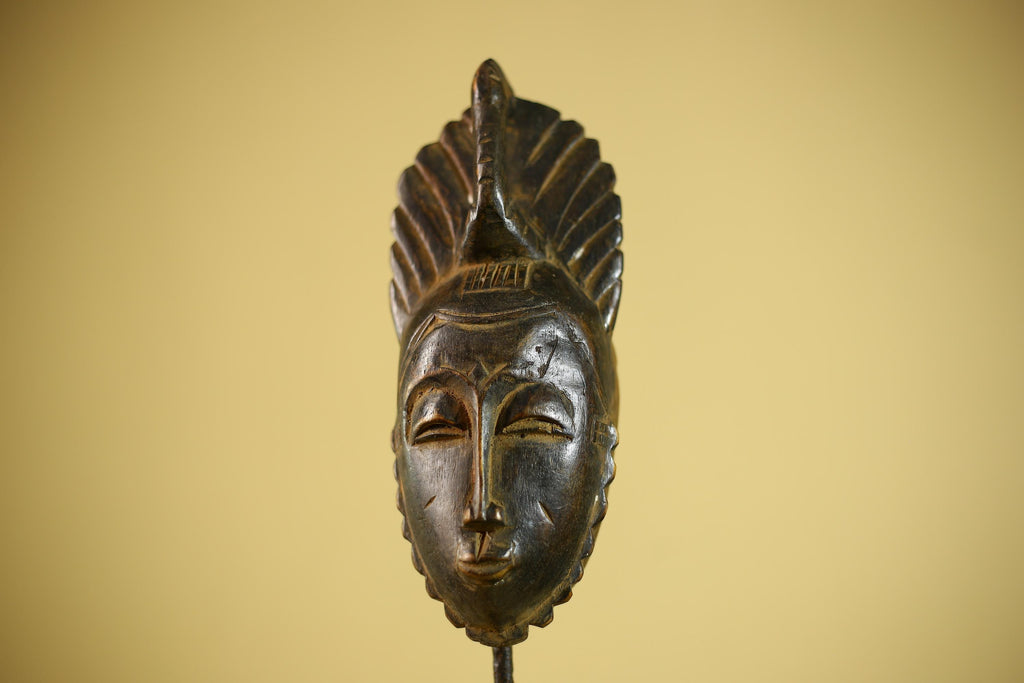 African Portrait Mask Hand Carved Wood Tribal Face Wall Hanging Decor-G6342