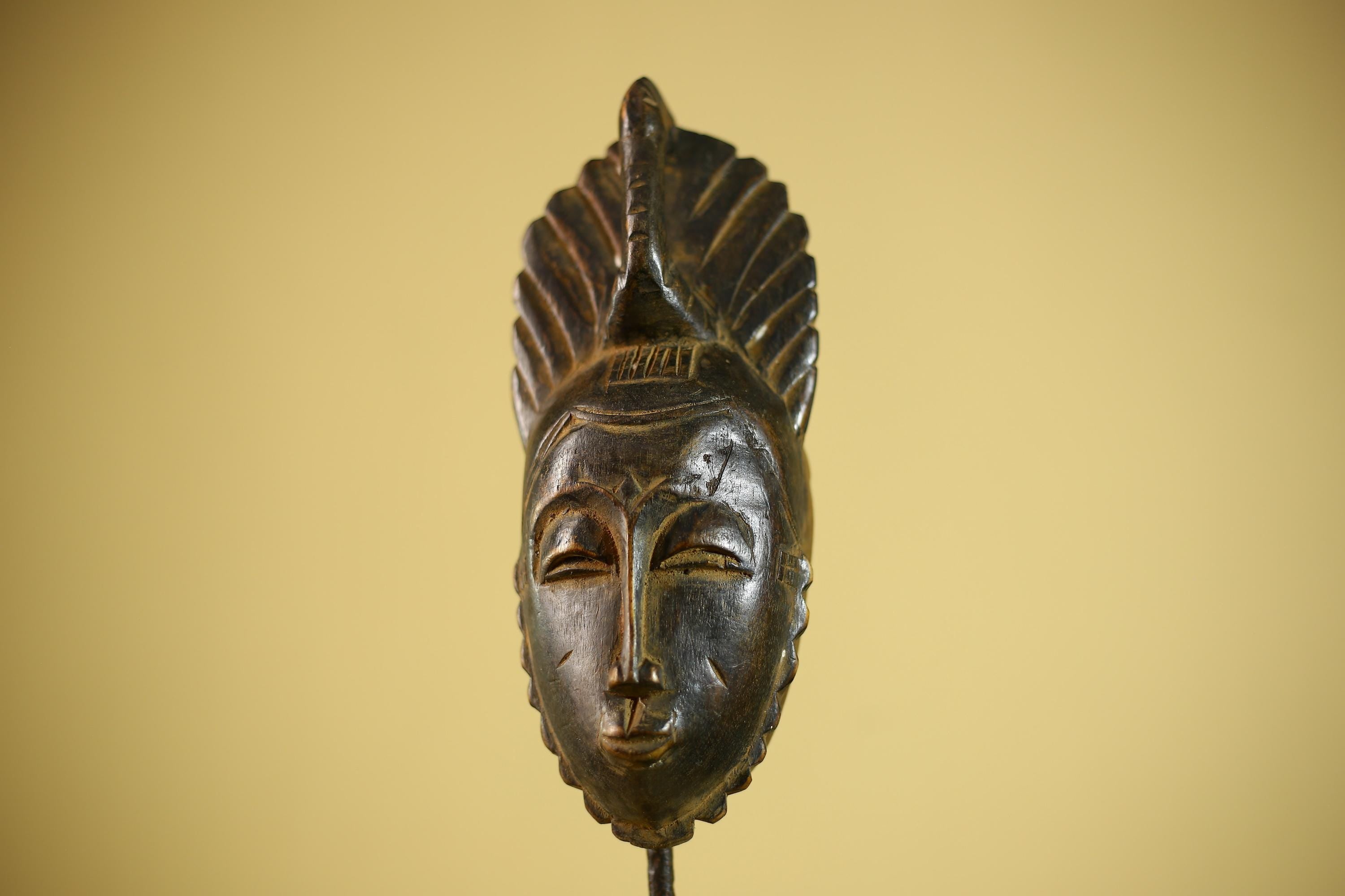 African Portrait Mask Hand Carved Wood Tribal Face Wall Hanging Decor-G6342
