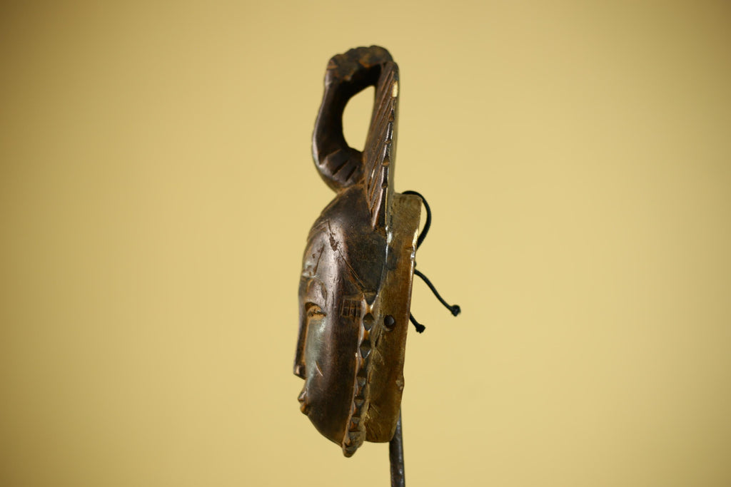 African Portrait Mask Hand Carved Wood Tribal Face Wall Hanging Decor-G6342