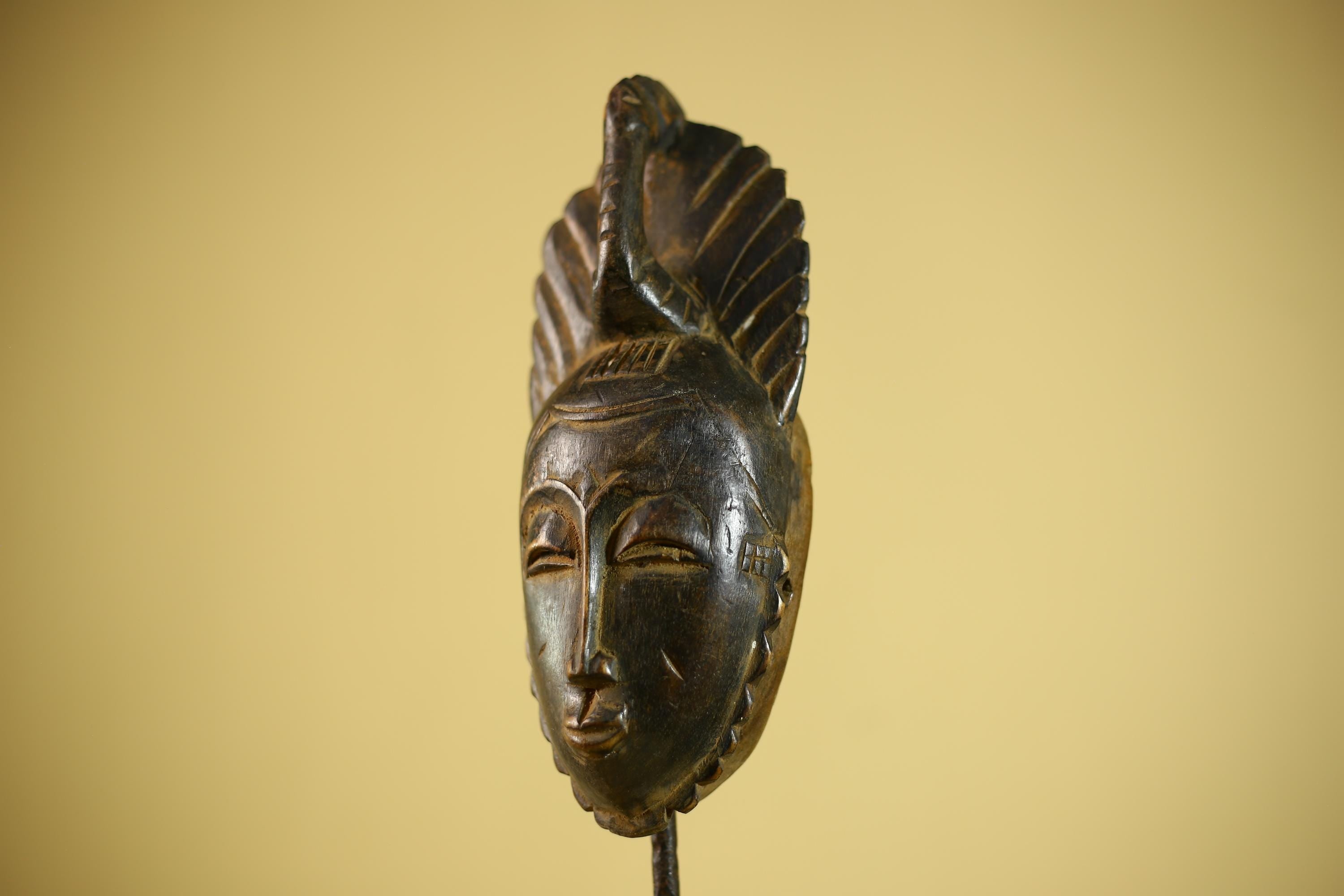 African Portrait Mask Hand Carved Wood Tribal Face Wall Hanging Decor-G6342