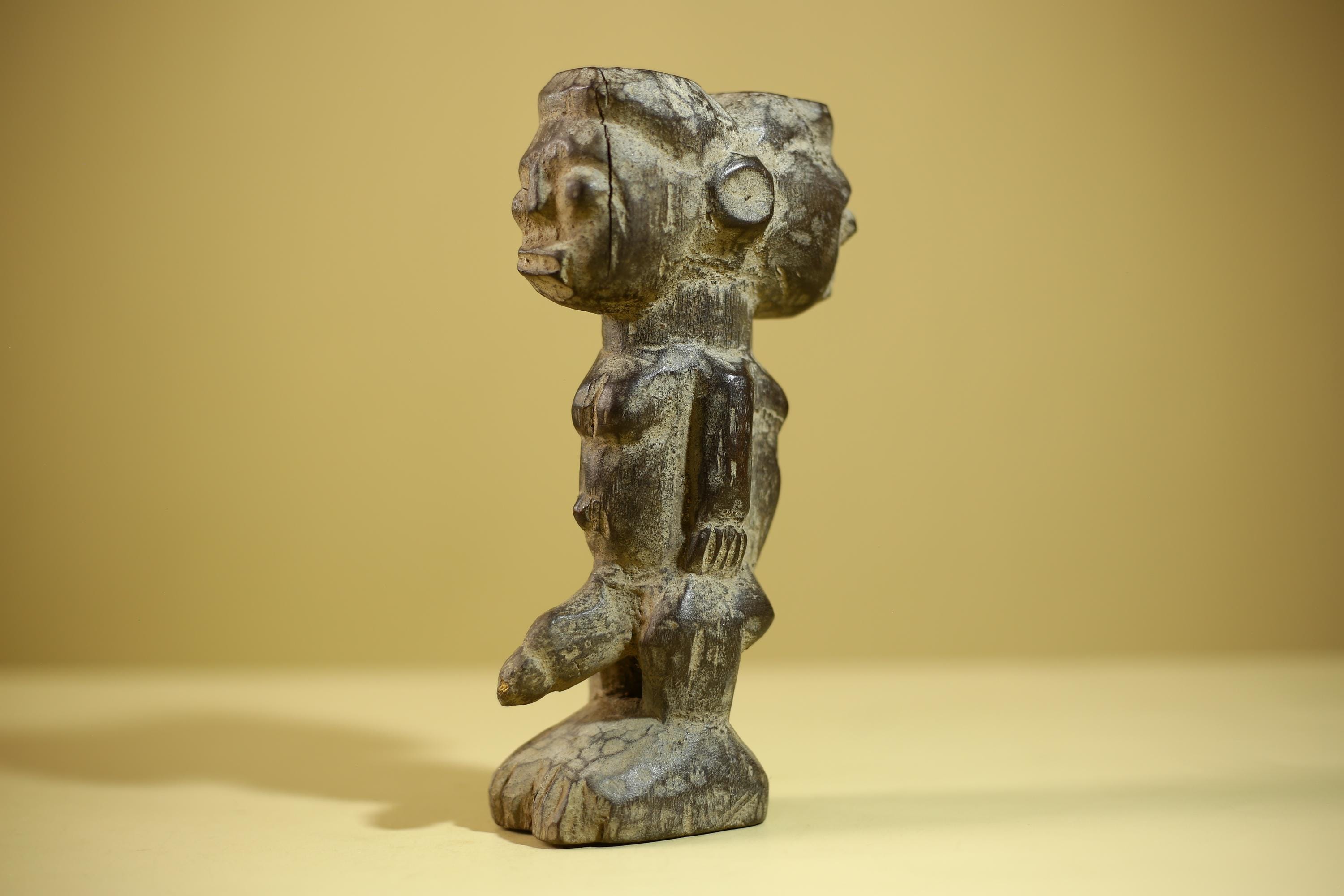 African Tribal Figure Wood Sculpture Primitive Carving Male Statue Artifact-G6345