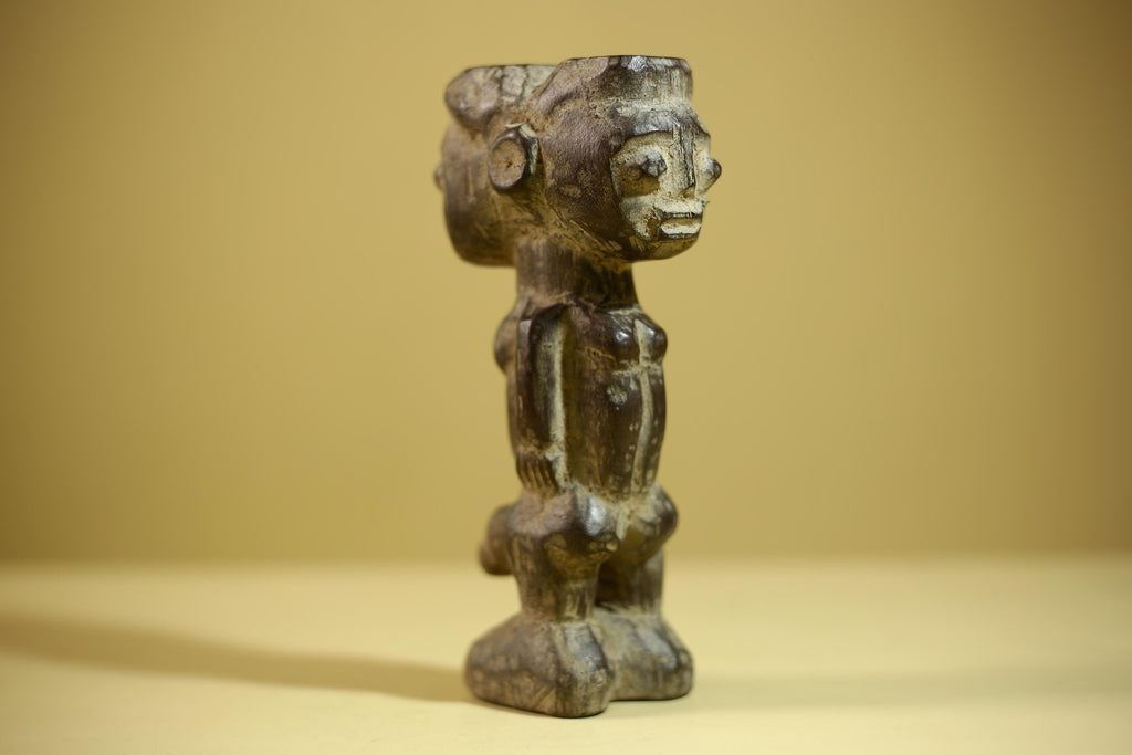 African Tribal Figure Wood Sculpture Primitive Carving Male Statue Artifact-G6345
