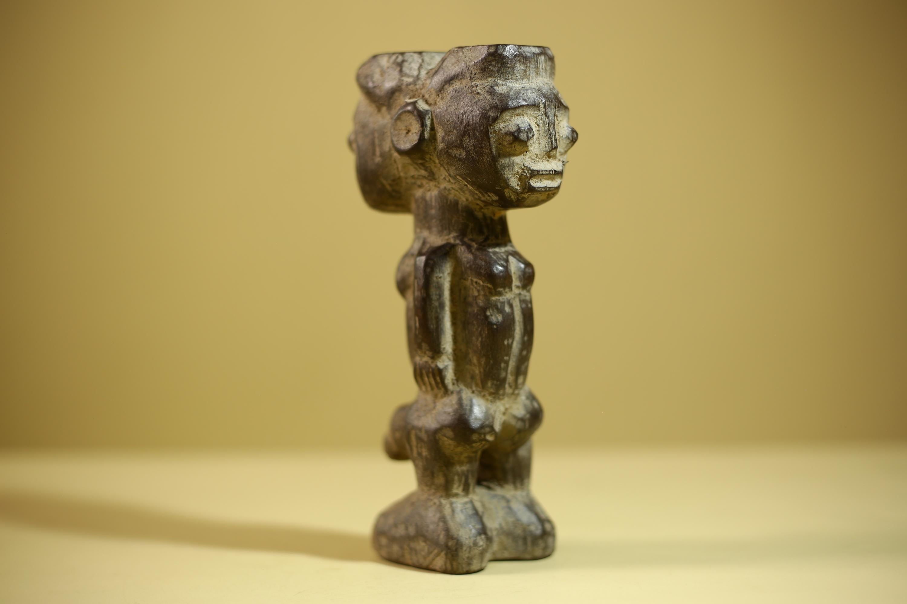 African Tribal Figure Wood Sculpture Primitive Carving Male Statue Artifact-G6345