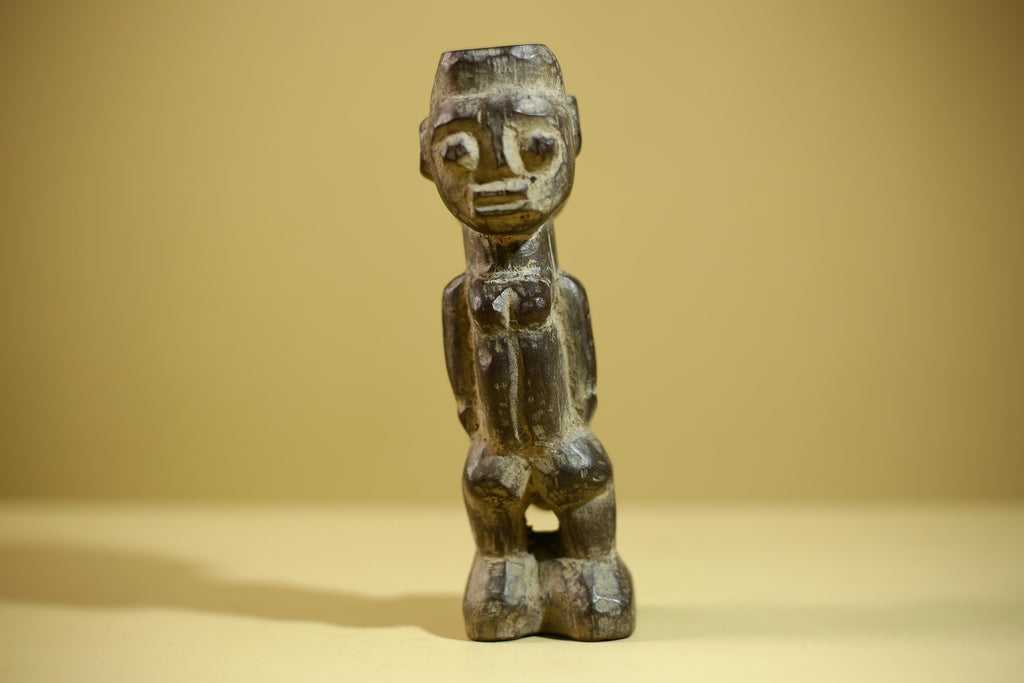 African Tribal Figure Wood Sculpture Primitive Carving Male Statue Artifact-G6345