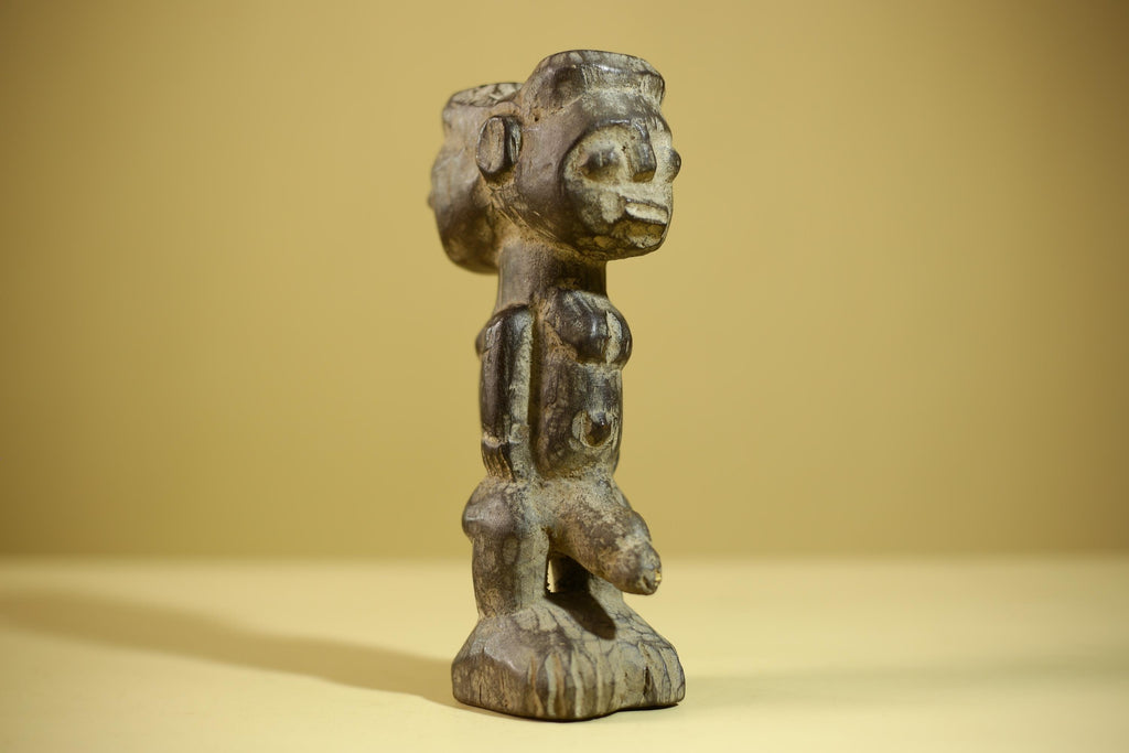 African Tribal Figure Wood Sculpture Primitive Carving Male Statue Artifact-G6345