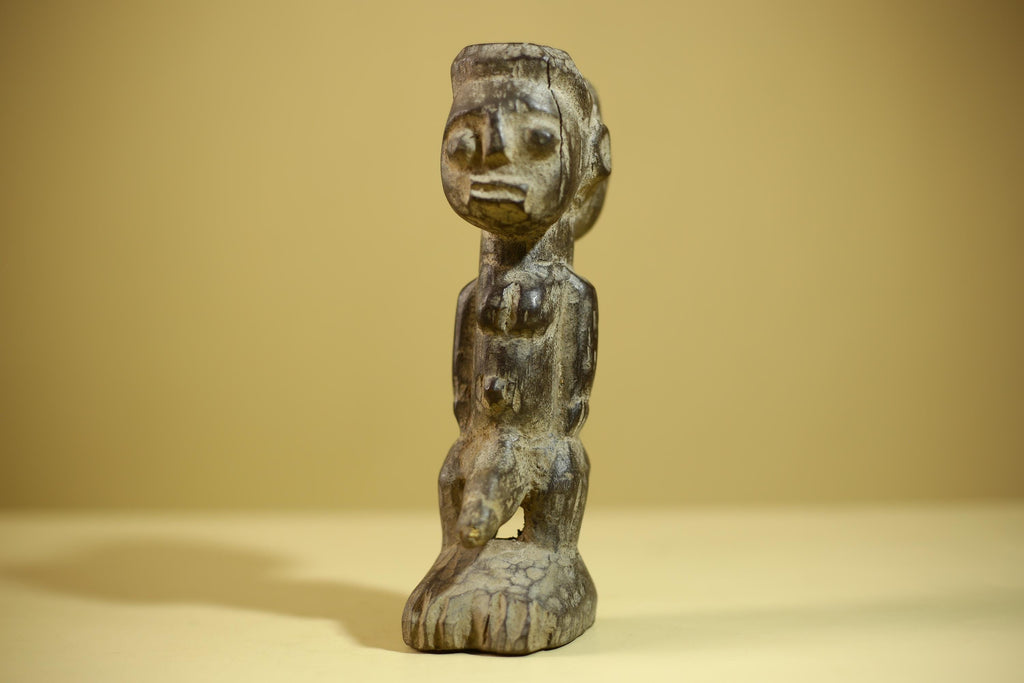 African Tribal Figure Wood Sculpture Primitive Carving Male Statue Artifact-G6345