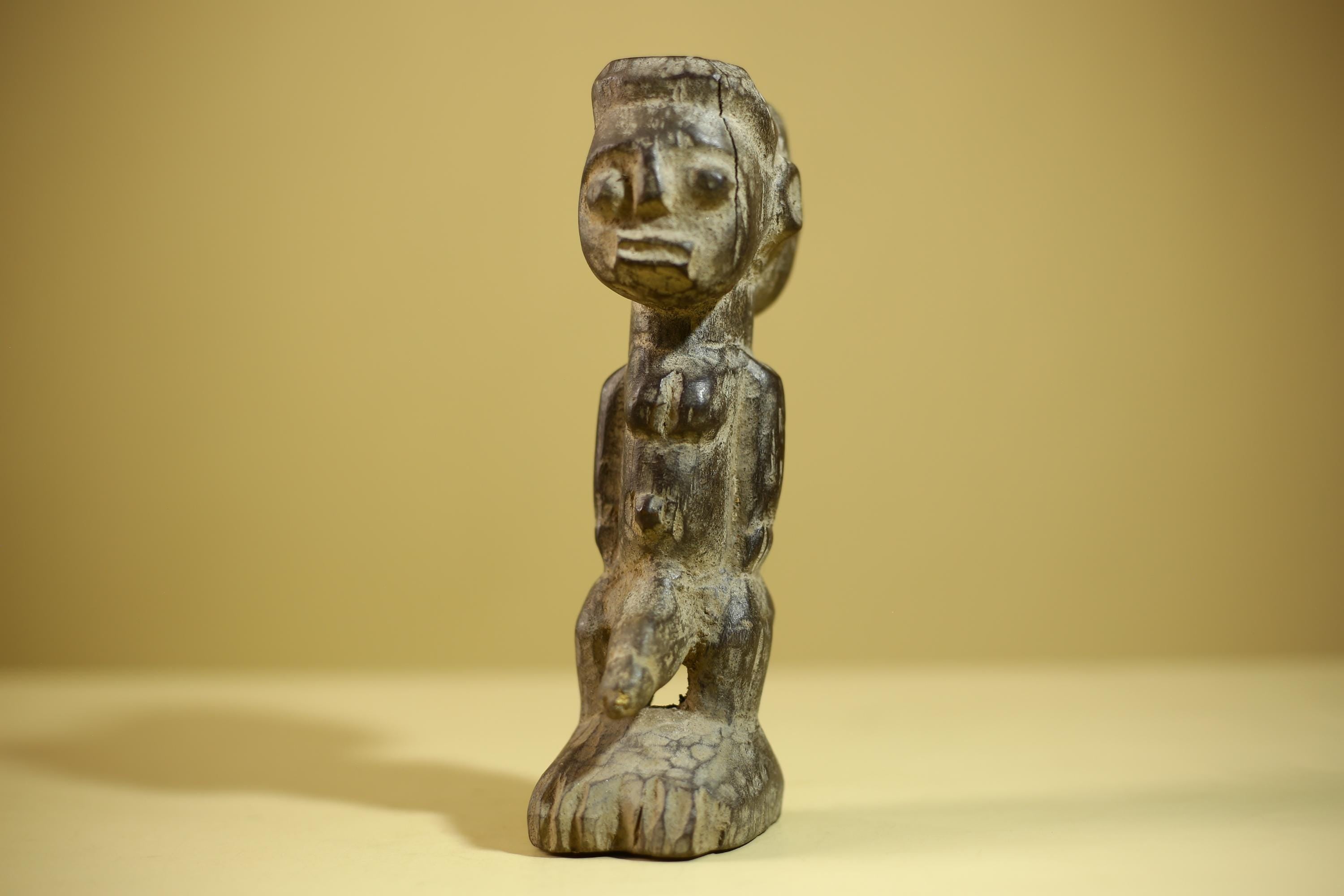 African Tribal Figure Wood Sculpture Primitive Carving Male Statue Artifact-G6345