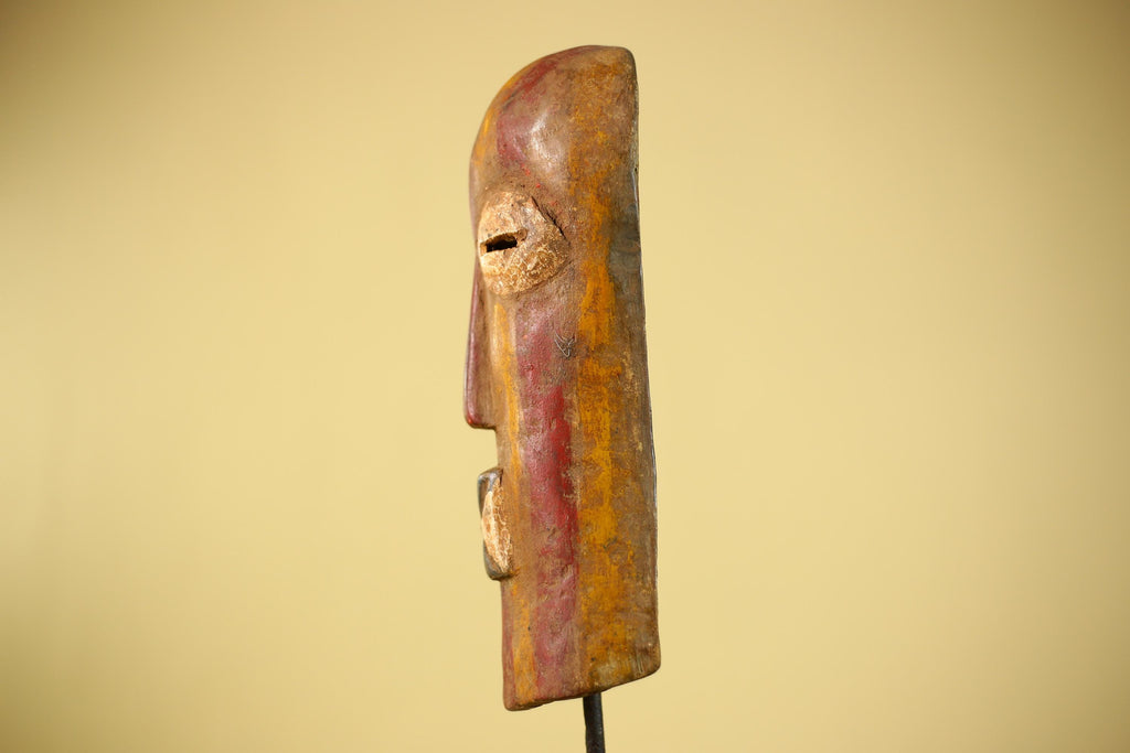 African Mask Hand Carved Wood Face Sculpture Tribal Wall Art Rustic Decor-G6334