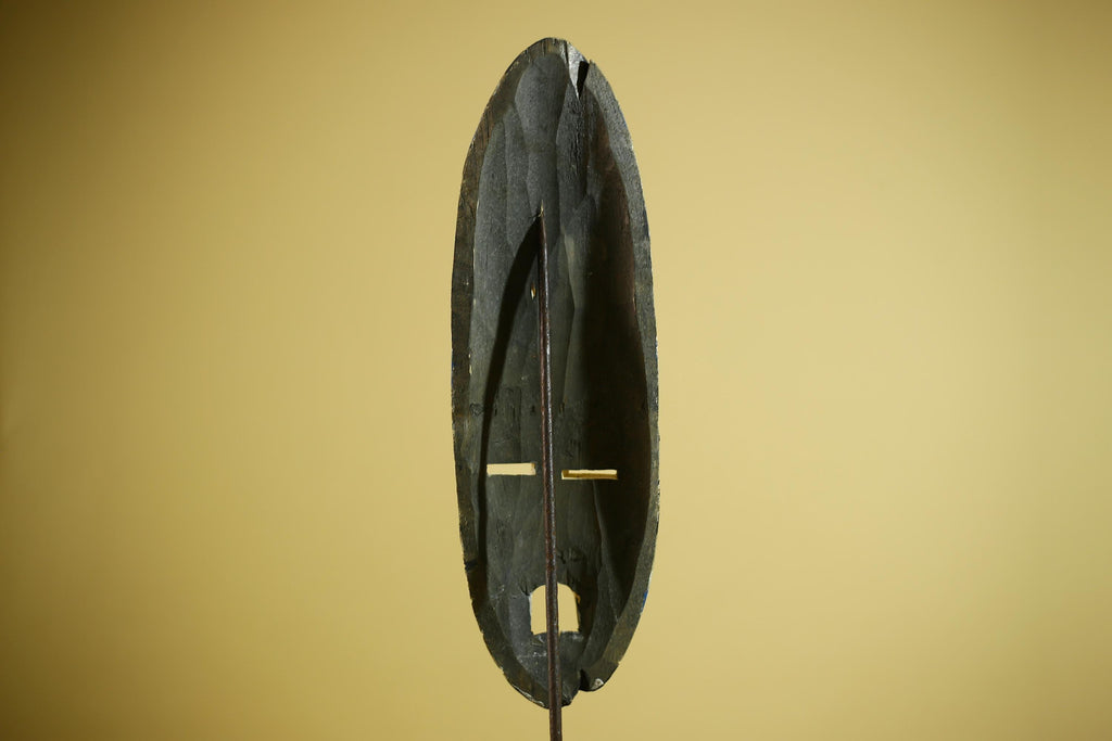 African Tribal Mask Painted Wood Long Face Wall Decor Ethnic Art Sculpture-G6336
