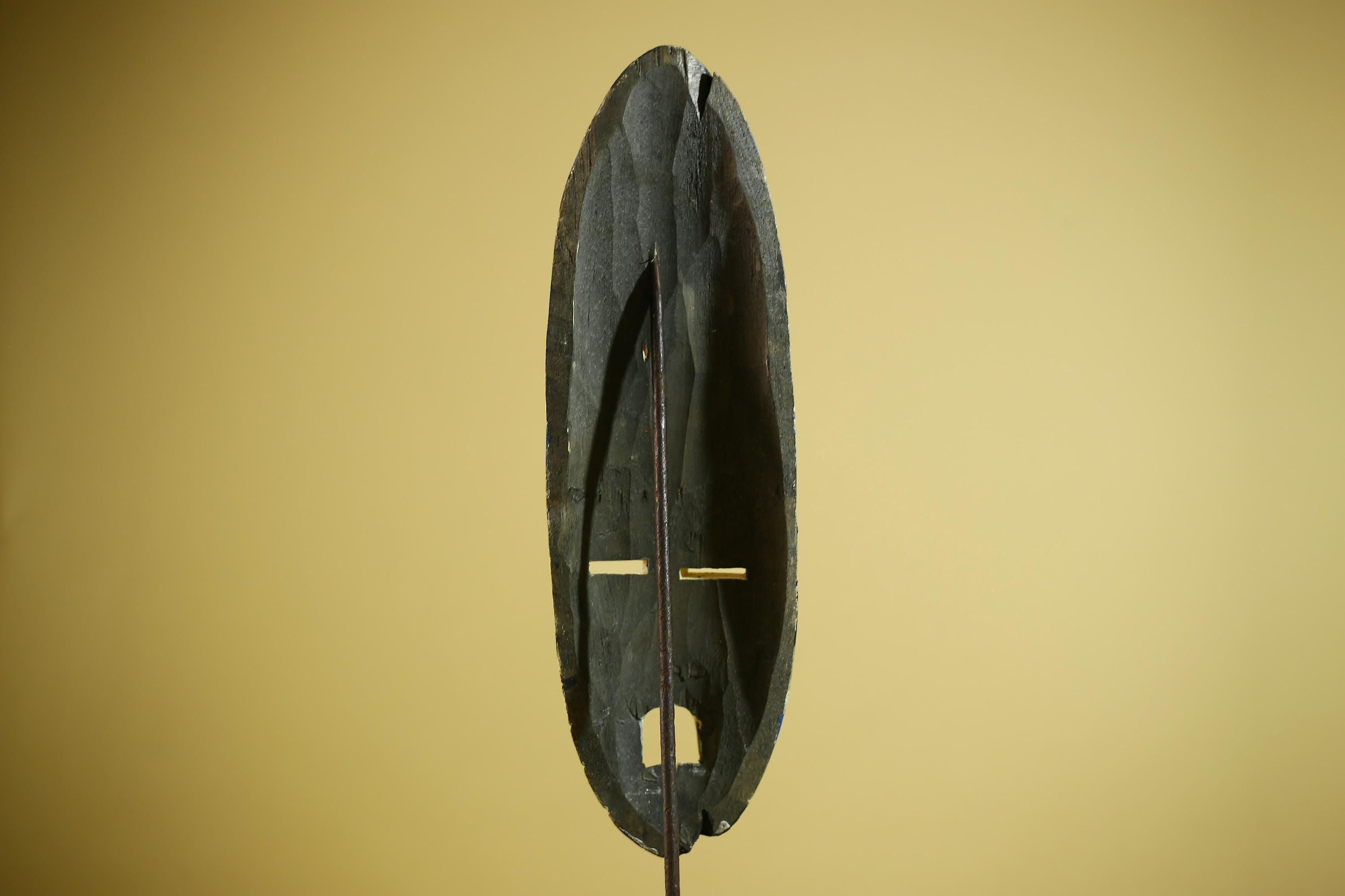 African Tribal Mask Painted Wood Long Face Wall Decor Ethnic Art Sculpture-G6336