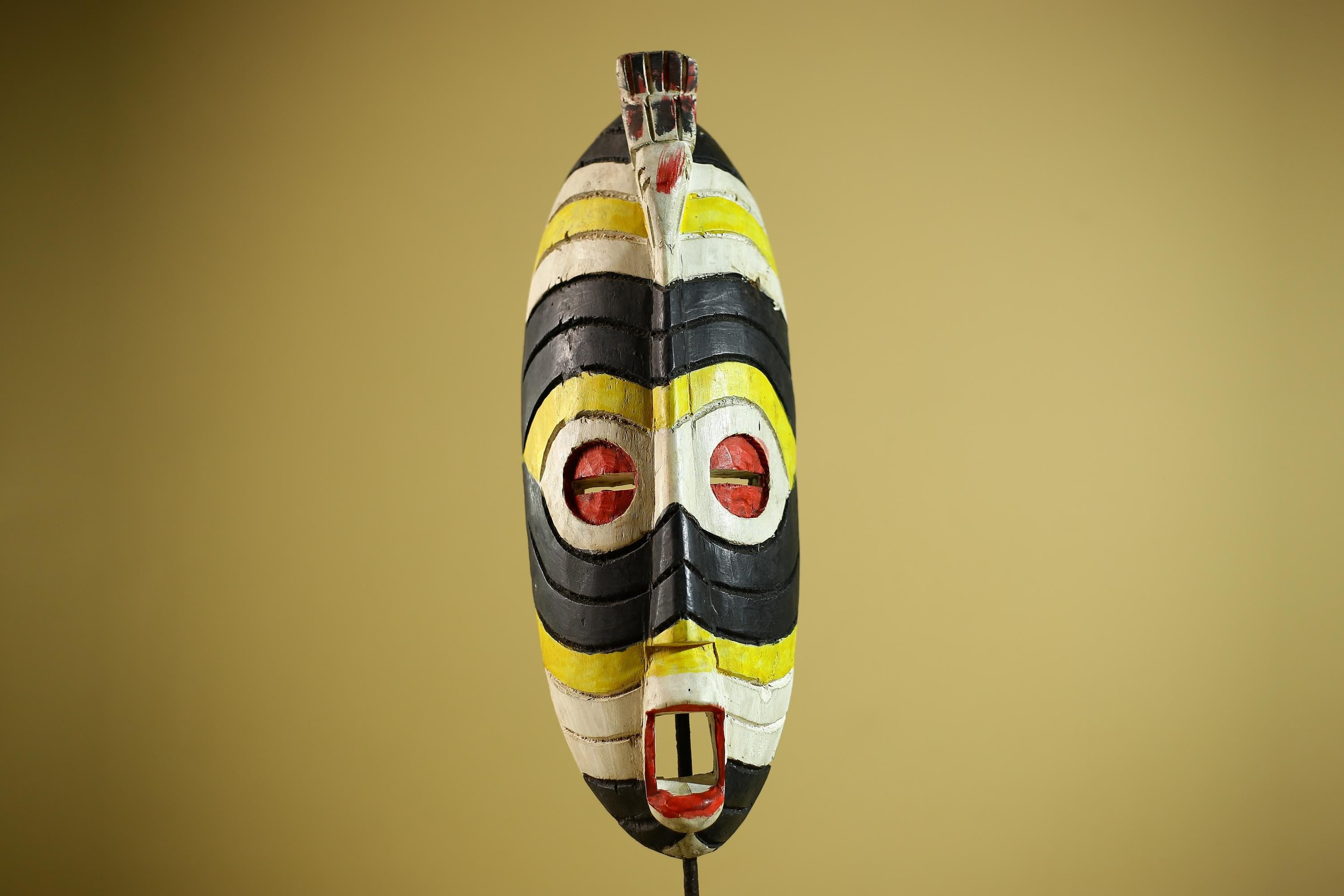 Hand Painted African Mask Wooden Tribal Sculpture Wall Hanging Decor-G6338