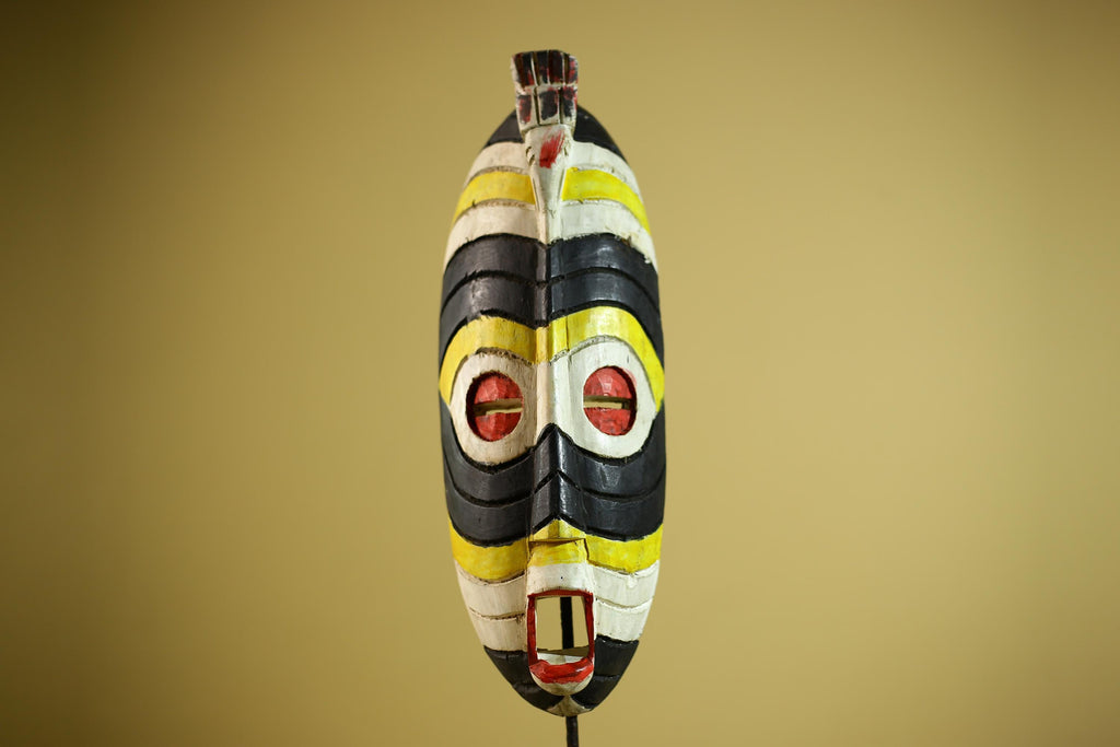 Hand Painted African Mask Wooden Tribal Sculpture Wall Hanging Decor-G6338