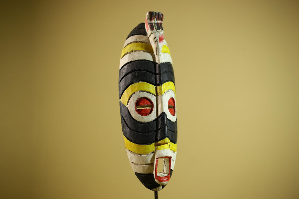 Hand Painted African Mask Wooden Tribal Sculpture Wall Hanging Decor-G6338