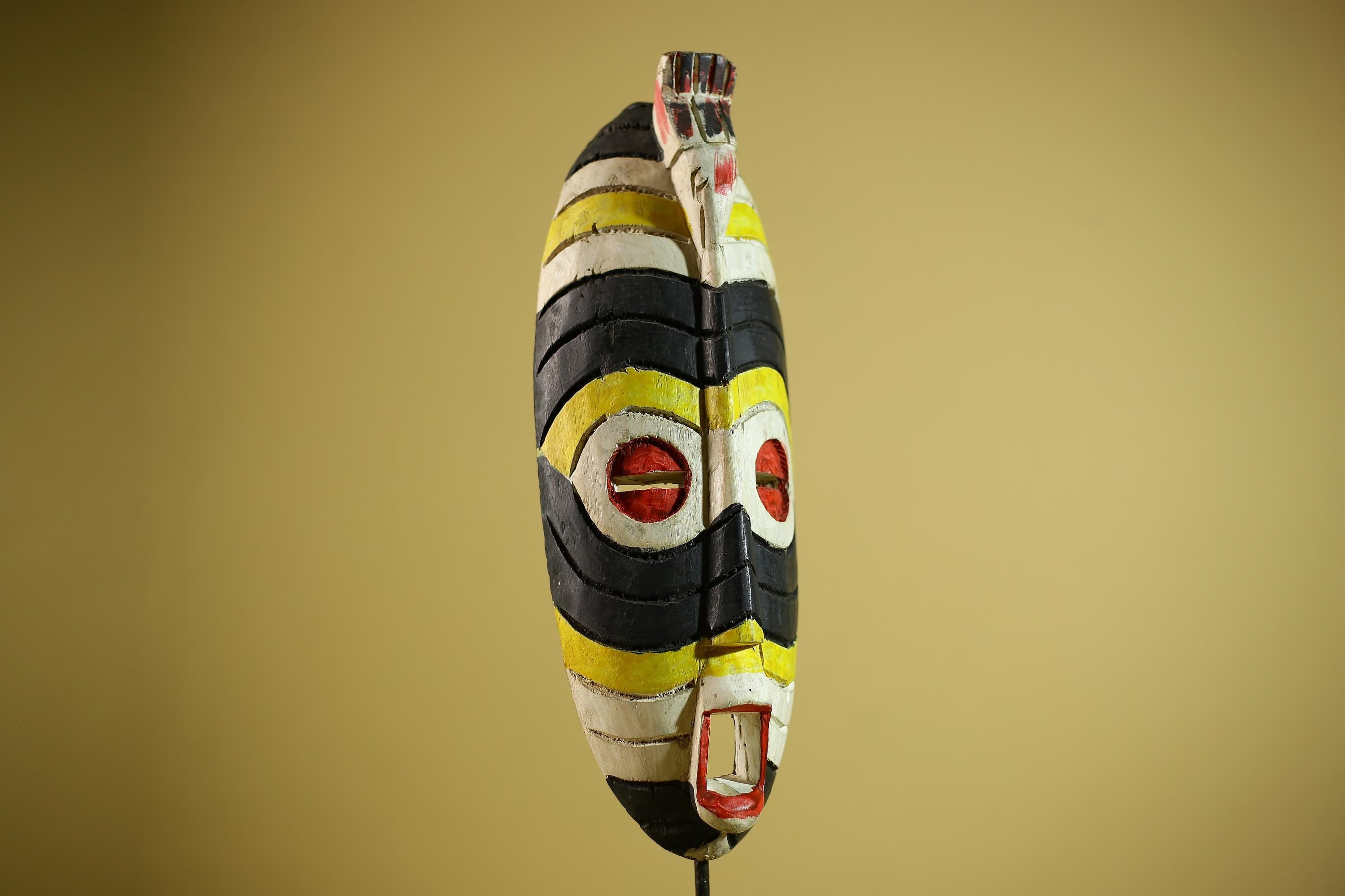 Hand Painted African Mask Wooden Tribal Sculpture Wall Hanging Decor-G6338