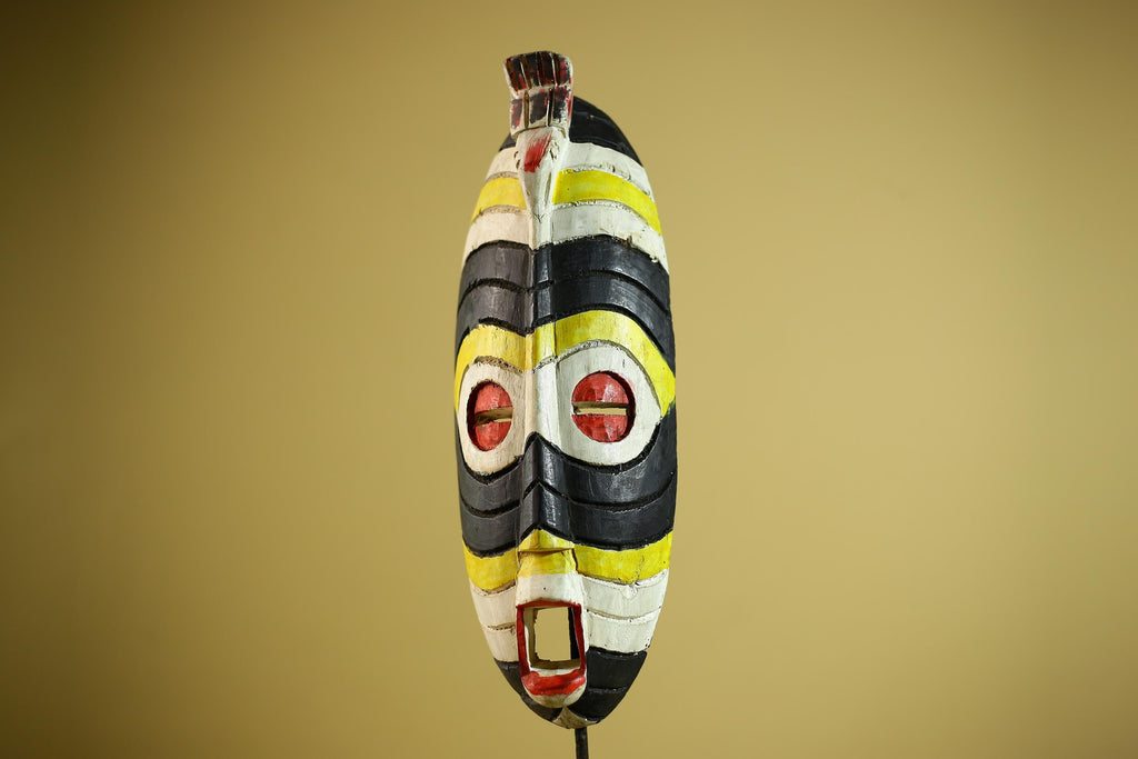 Hand Painted African Mask Wooden Tribal Sculpture Wall Hanging Decor-G6338