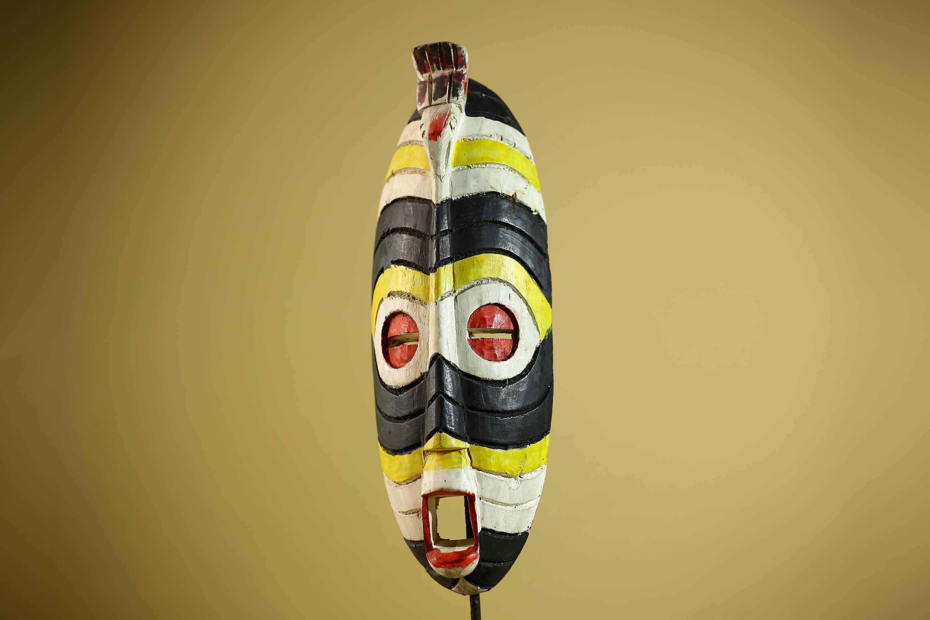 Hand Painted African Mask Wooden Tribal Sculpture Wall Hanging Decor-G6338