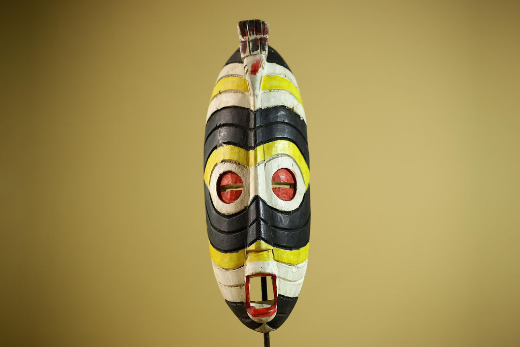 Hand Painted African Mask Wooden Tribal Sculpture Wall Hanging Decor-G6338