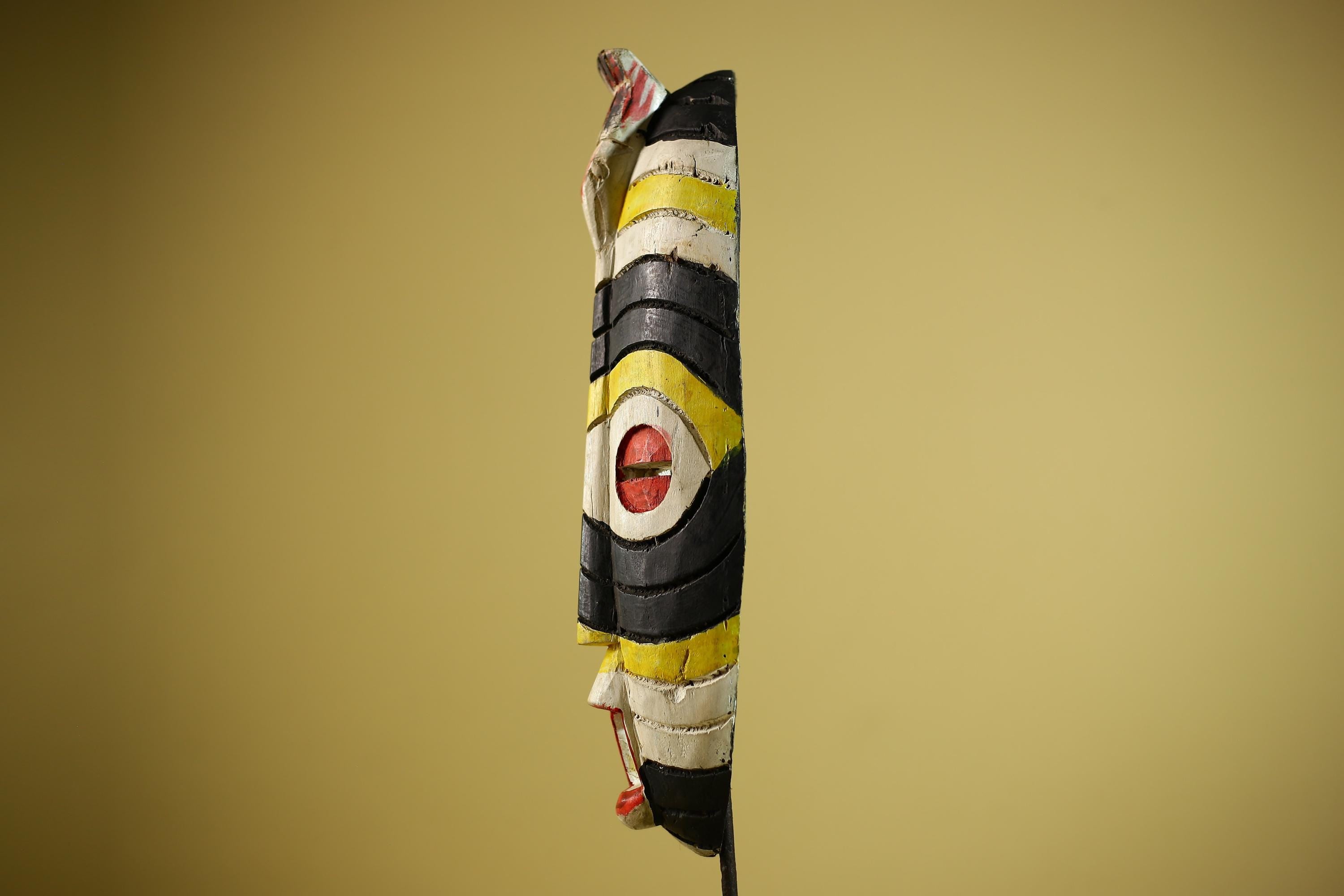 Hand Painted African Mask Wooden Tribal Sculpture Wall Hanging Decor-G6338
