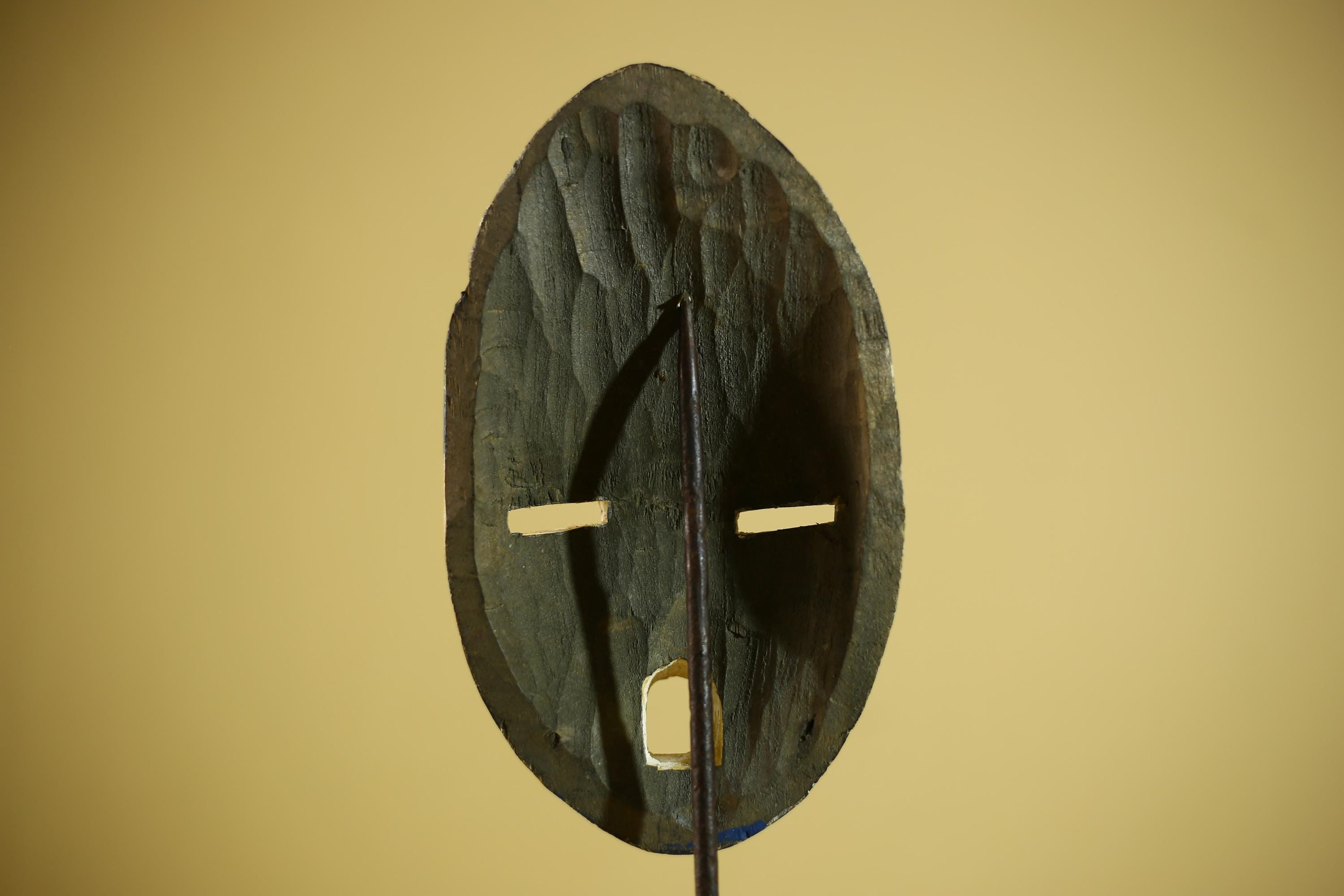 Hand Carved African Mask Blue White Tribal Face Wood Wall Decor-G6340