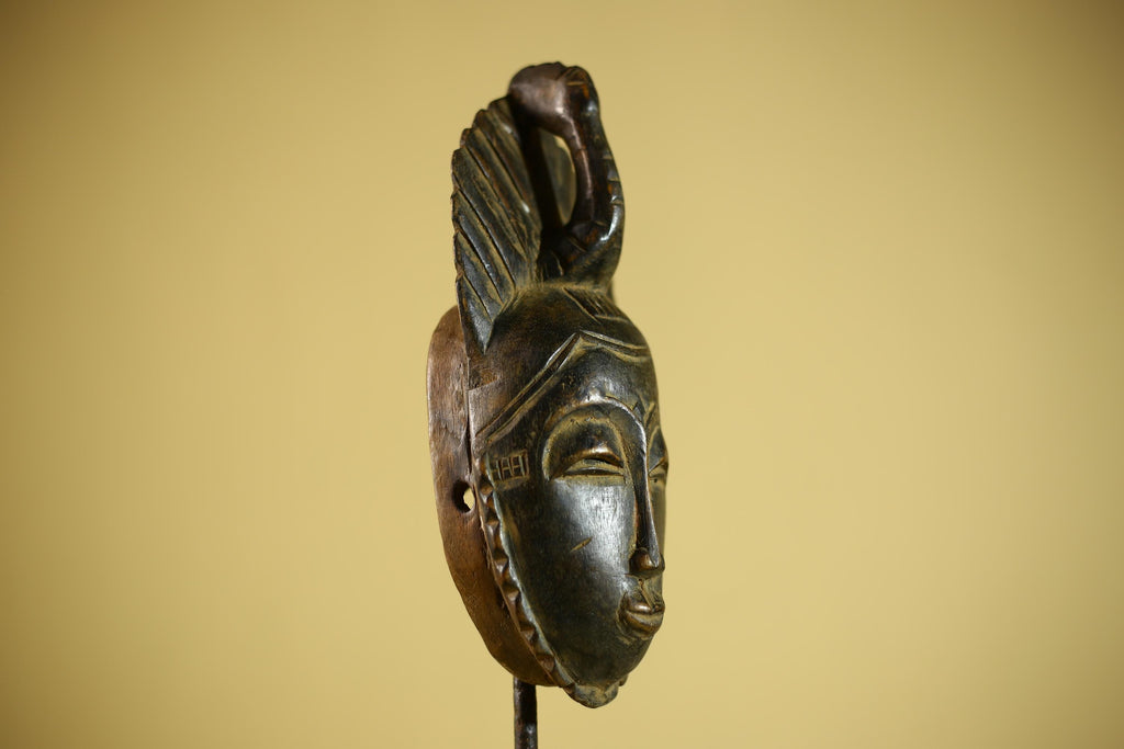 African Portrait Mask Hand Carved Wood Tribal Face Wall Hanging Decor-G6342