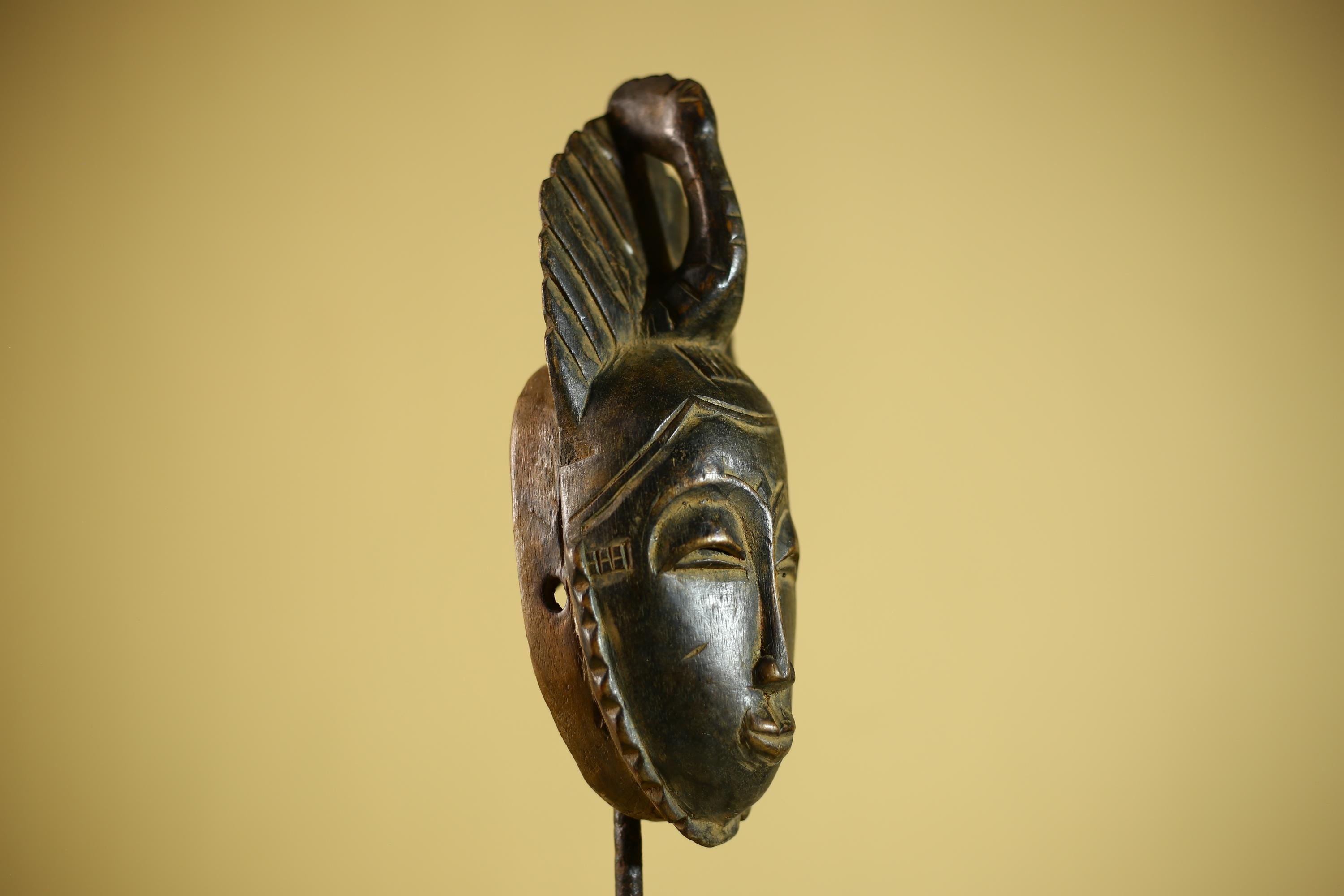 African Portrait Mask Hand Carved Wood Tribal Face Wall Hanging Decor-G6342
