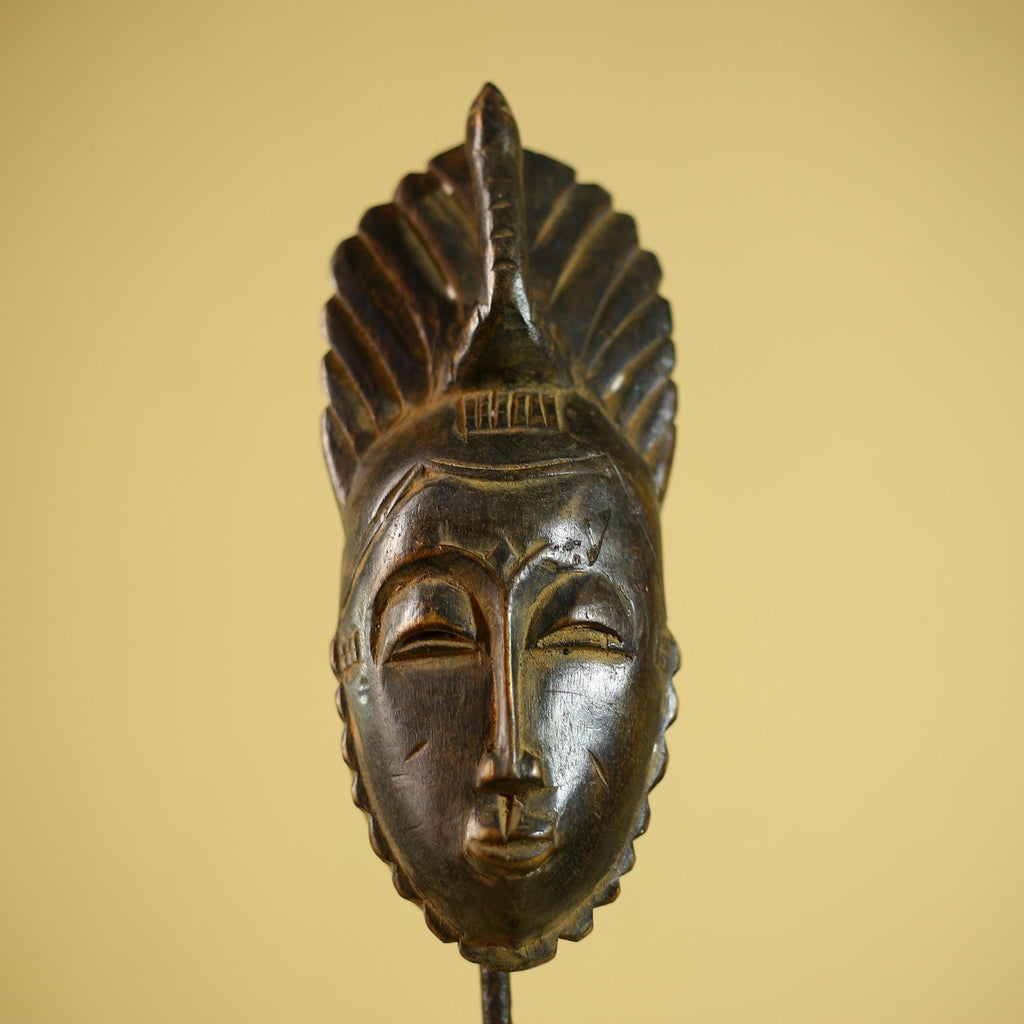 African Portrait Mask Hand Carved Wood Tribal Face Wall Hanging Decor-G6342