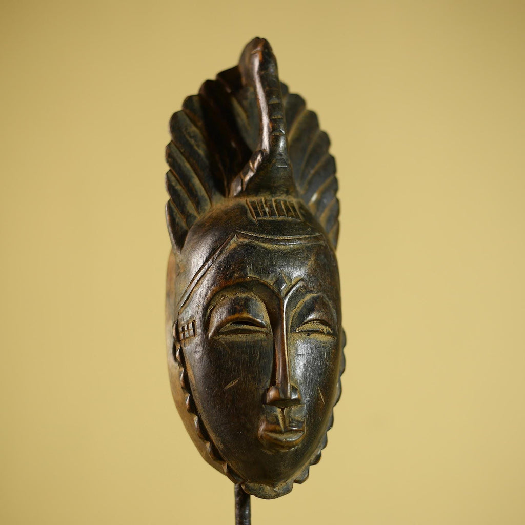 African Portrait Mask Hand Carved Wood Tribal Face Wall Hanging Decor-G6342