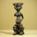 African Female Sculpture Wood Figure Beaded Waist Tribal Art Statue-G6344