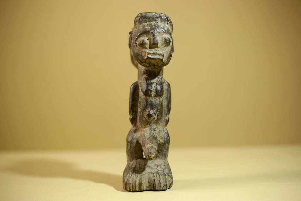 African Tribal Figure Wood Sculpture Primitive Carving Male Statue Artifact-G6345