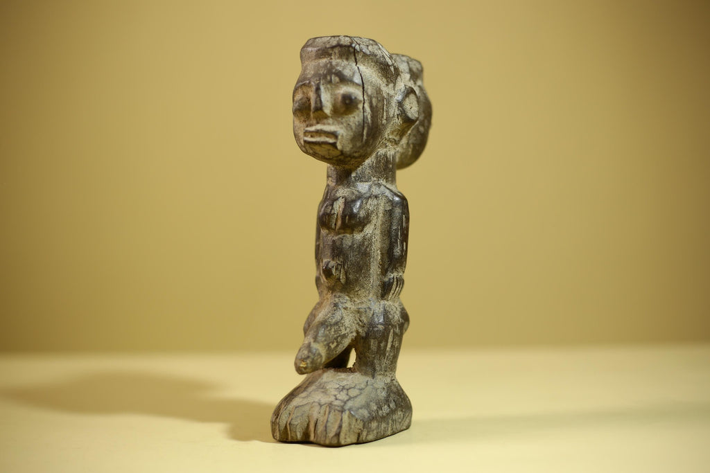 African Tribal Figure Wood Sculpture Primitive Carving Male Statue Artifact-G6345