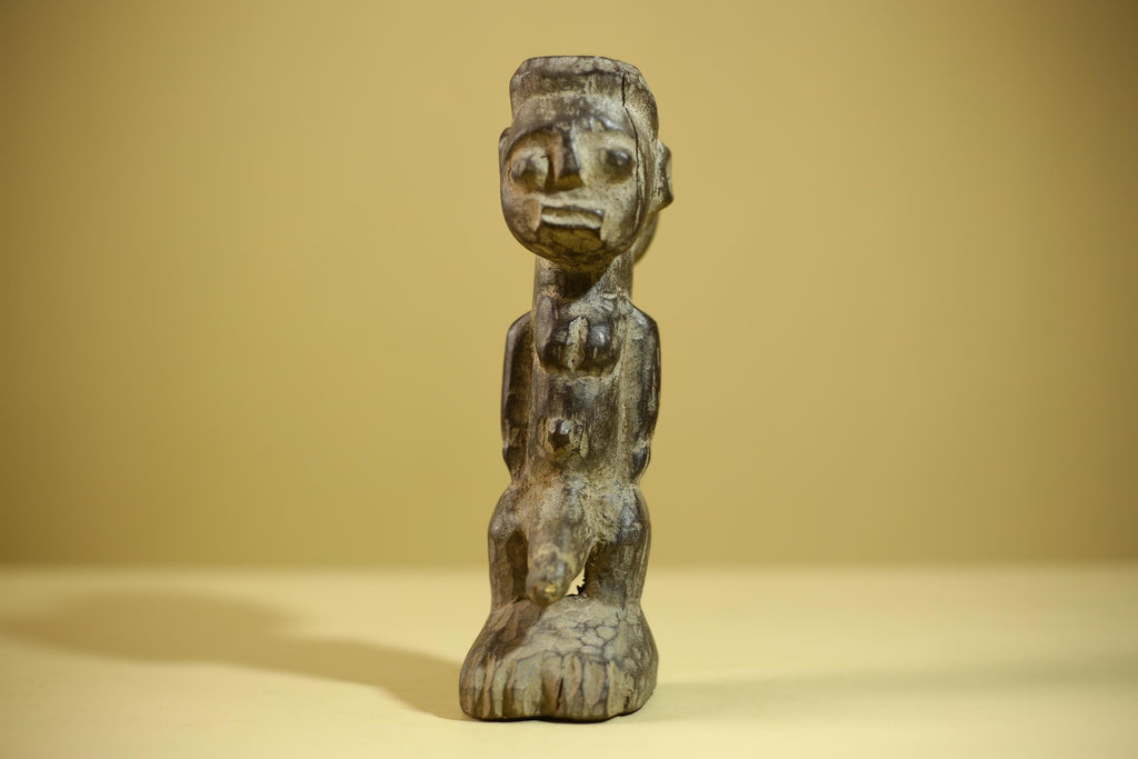 African Tribal Figure Wood Sculpture Primitive Carving Male Statue Artifact-G6345