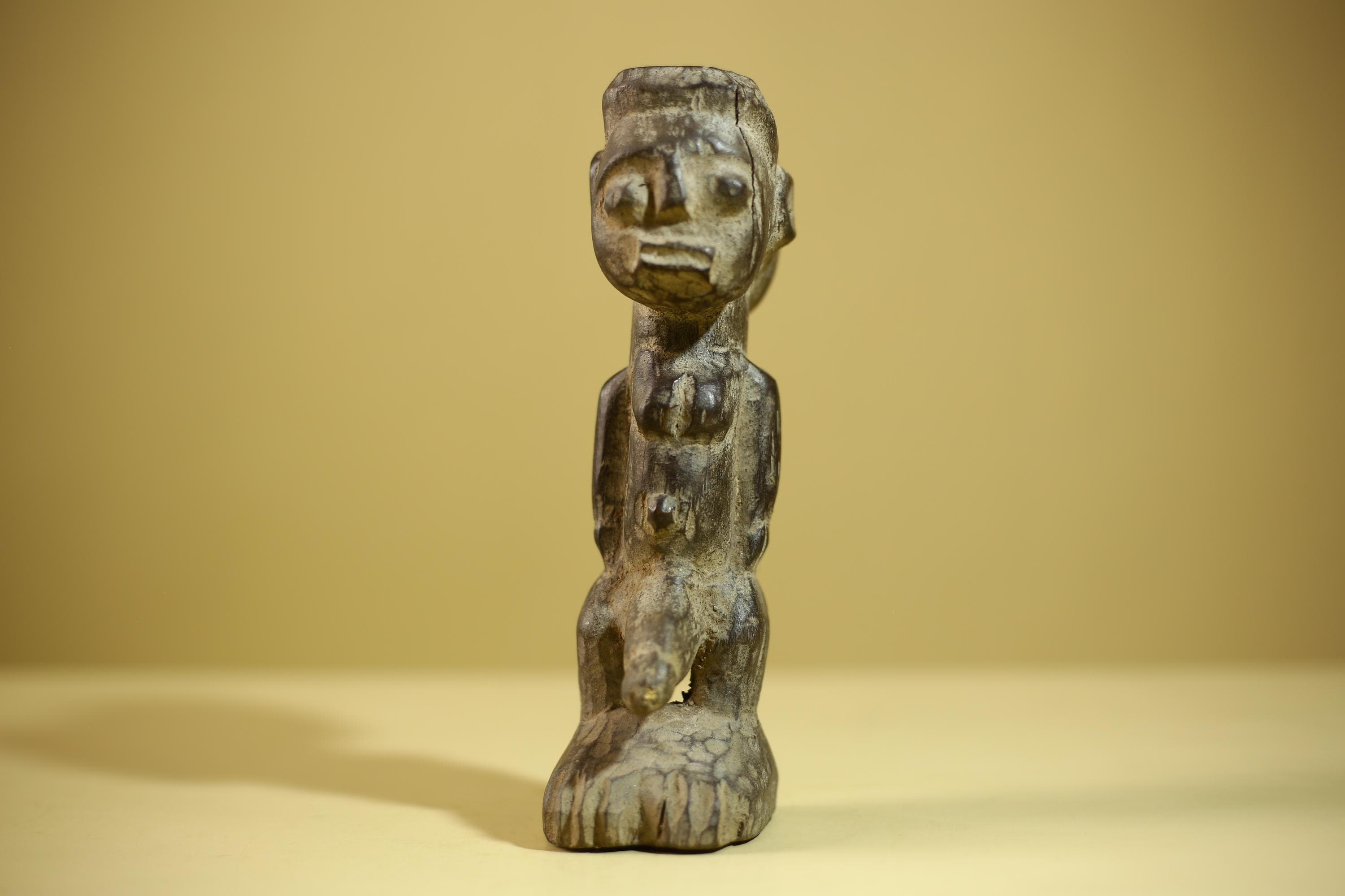 African Tribal Figure Wood Sculpture Primitive Carving Male Statue Artifact-G6345