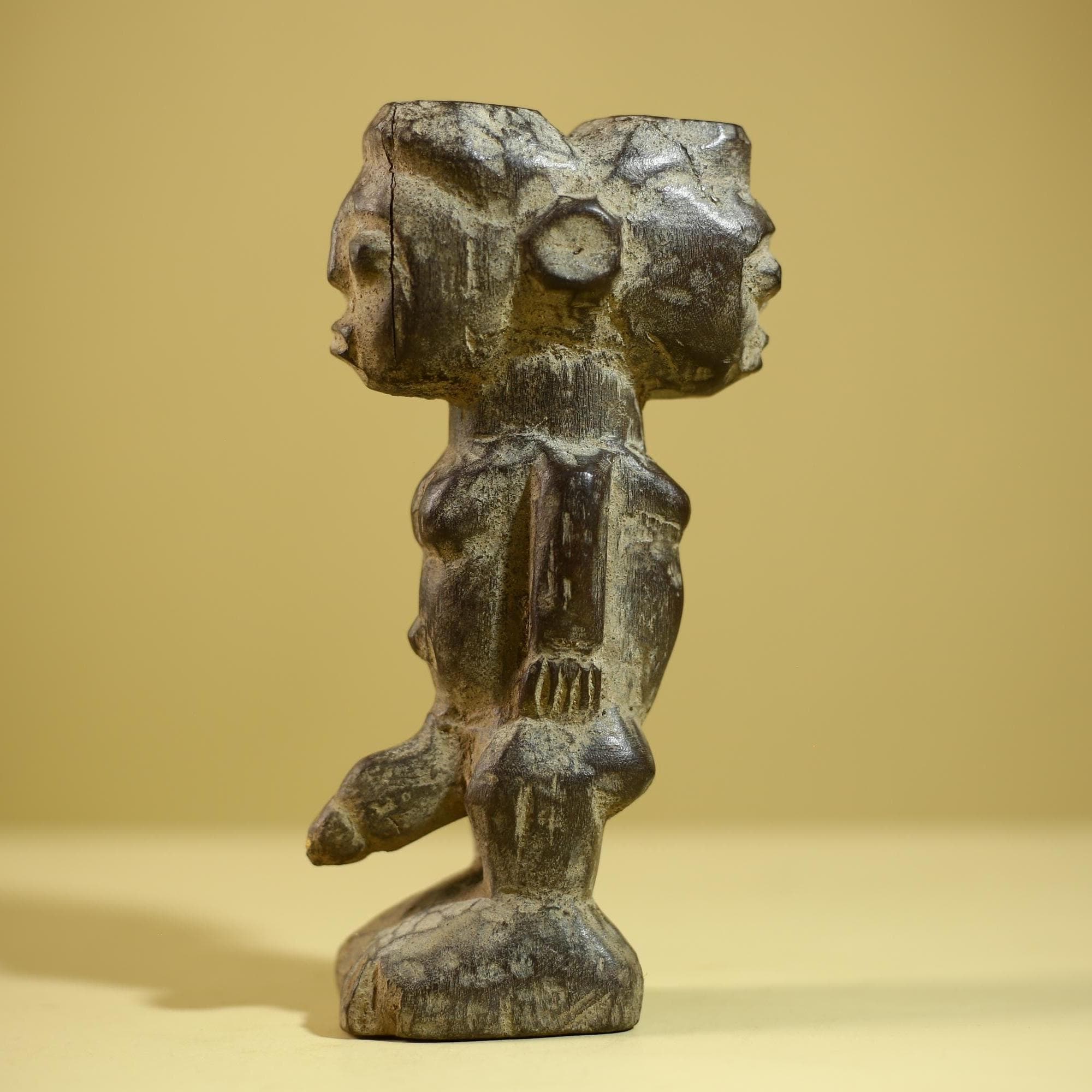 African Tribal Figure Wood Sculpture Primitive Carving Male Statue Artifact-G6345