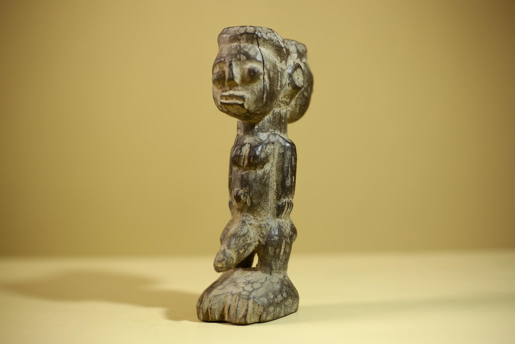 African Tribal Figure Wood Sculpture Primitive Carving Male Statue Artifact-G6345