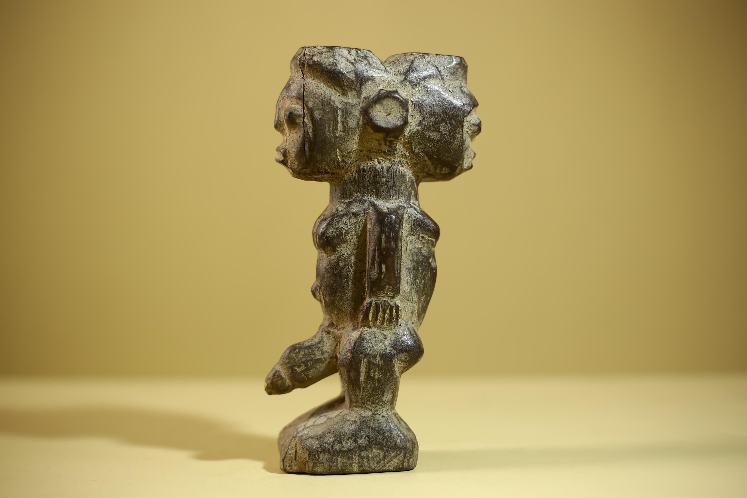 African Tribal Figure Wood Sculpture Primitive Carving Male Statue Artifact-G6345