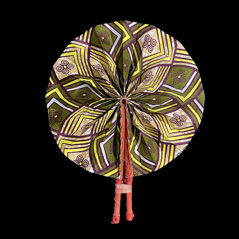 kente cloth 3 african fan Fan Leather african print fabric