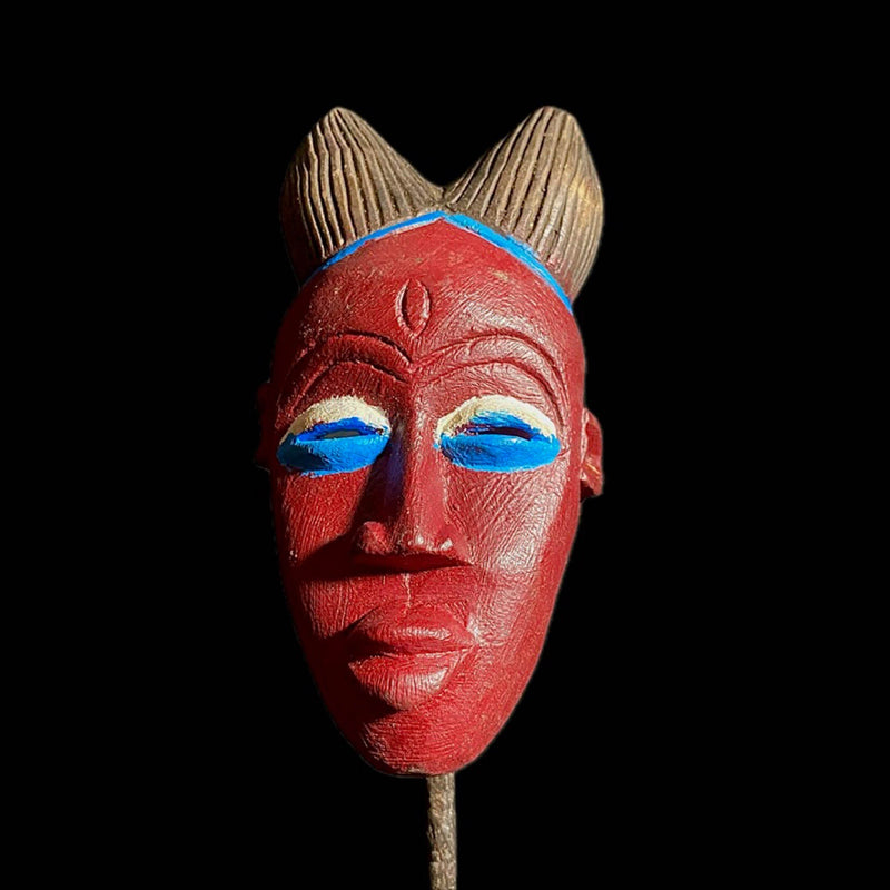 Mask African Tribal Face Guru Wood Hand Carved Vintage Wall