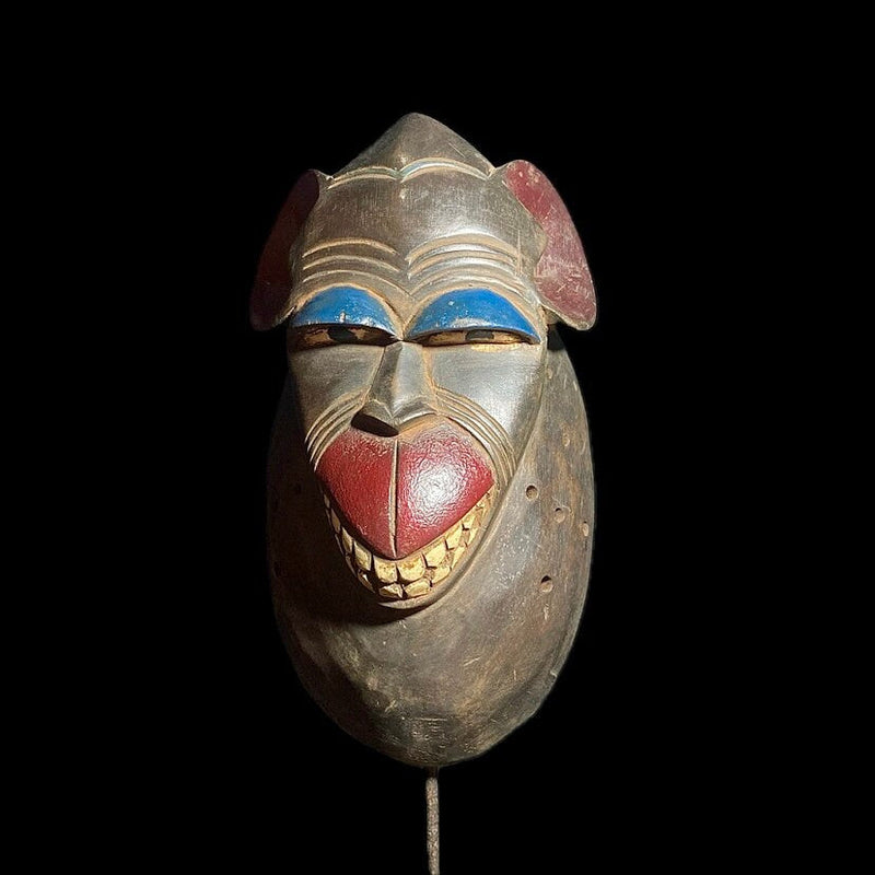 Monkey Mask Vintage African Carved Wood Baule Monkey Mask
