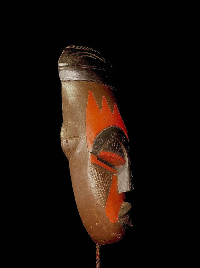 Nigerian Red and Black Handcrafted African Rubberwood Mask