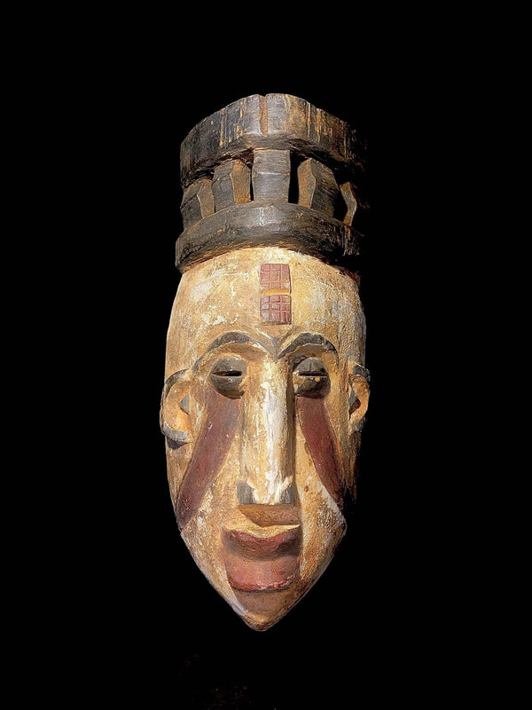 one piece Igbo African Tribal Wooden Face Mask Hand Carved