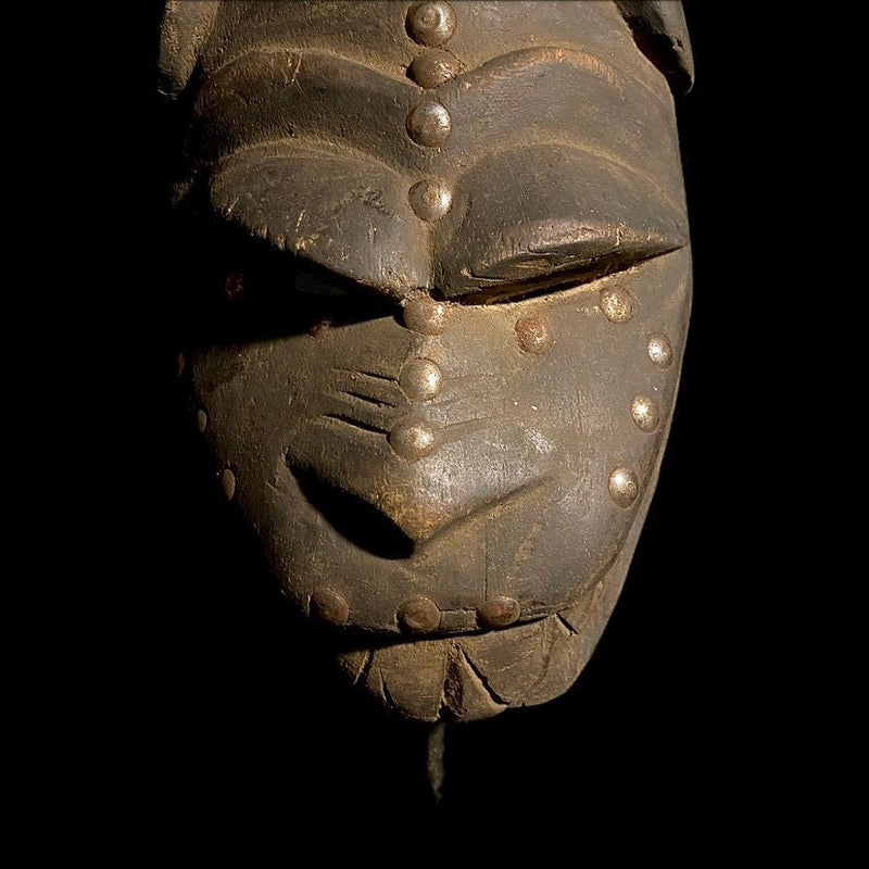 Vintage African Carved Wood Baule Monkey Mask tribal Home