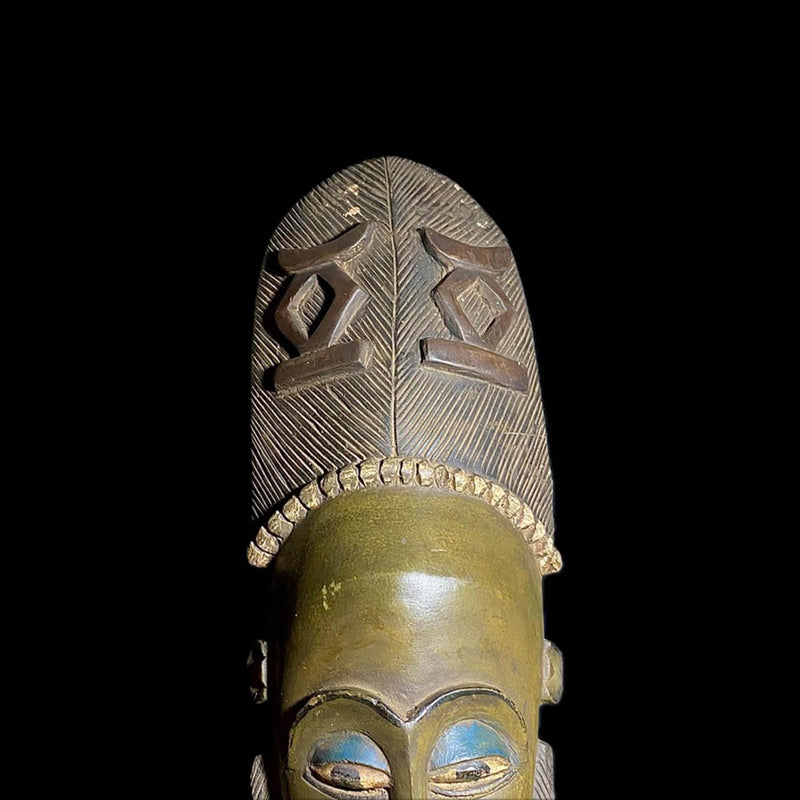 Vintage Hand Carved Wooden Tribal African Face Guro Mask