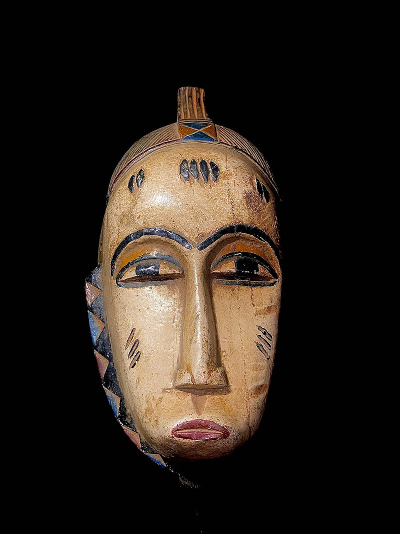 african Mask Wood Hand Carved Vintage Wall guro mask handmade -3539