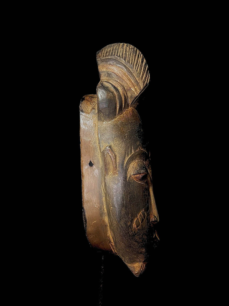 antique wall  Baule Mask Antiques Tribal Art Face Vintage Wood Carved -4978