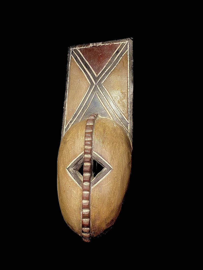 African  Mask Handmade vintage Art Bobo Peoples, Bwa Plank Owl Mask Tribal Face Mask Wood Hand-4991