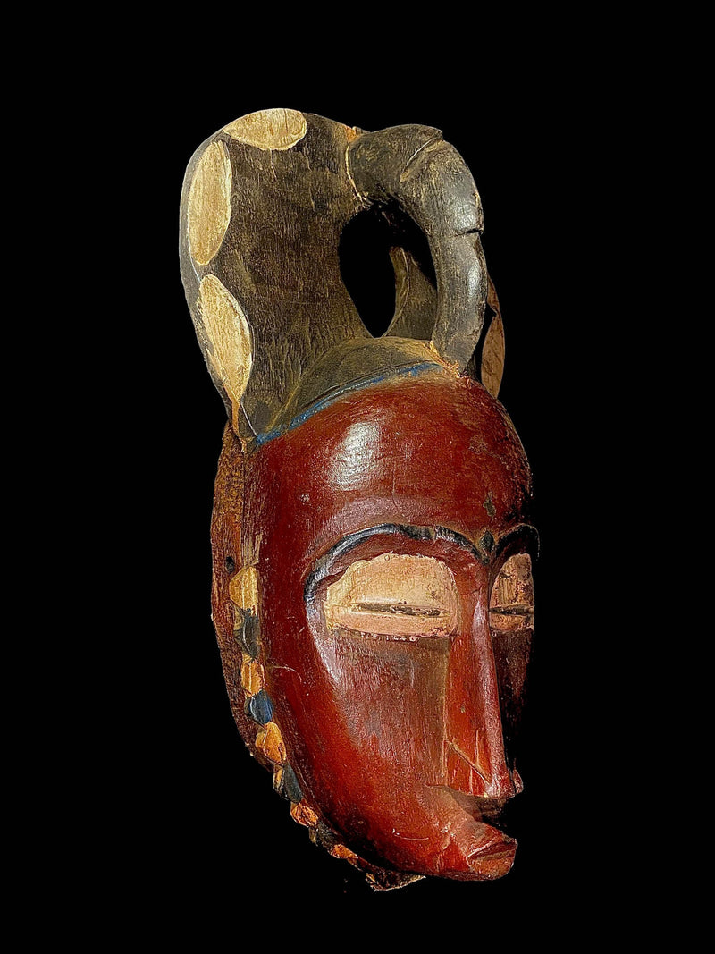 African Mask antiques tribal Face vintage Wood Carved GURO Africa Tribal--5007