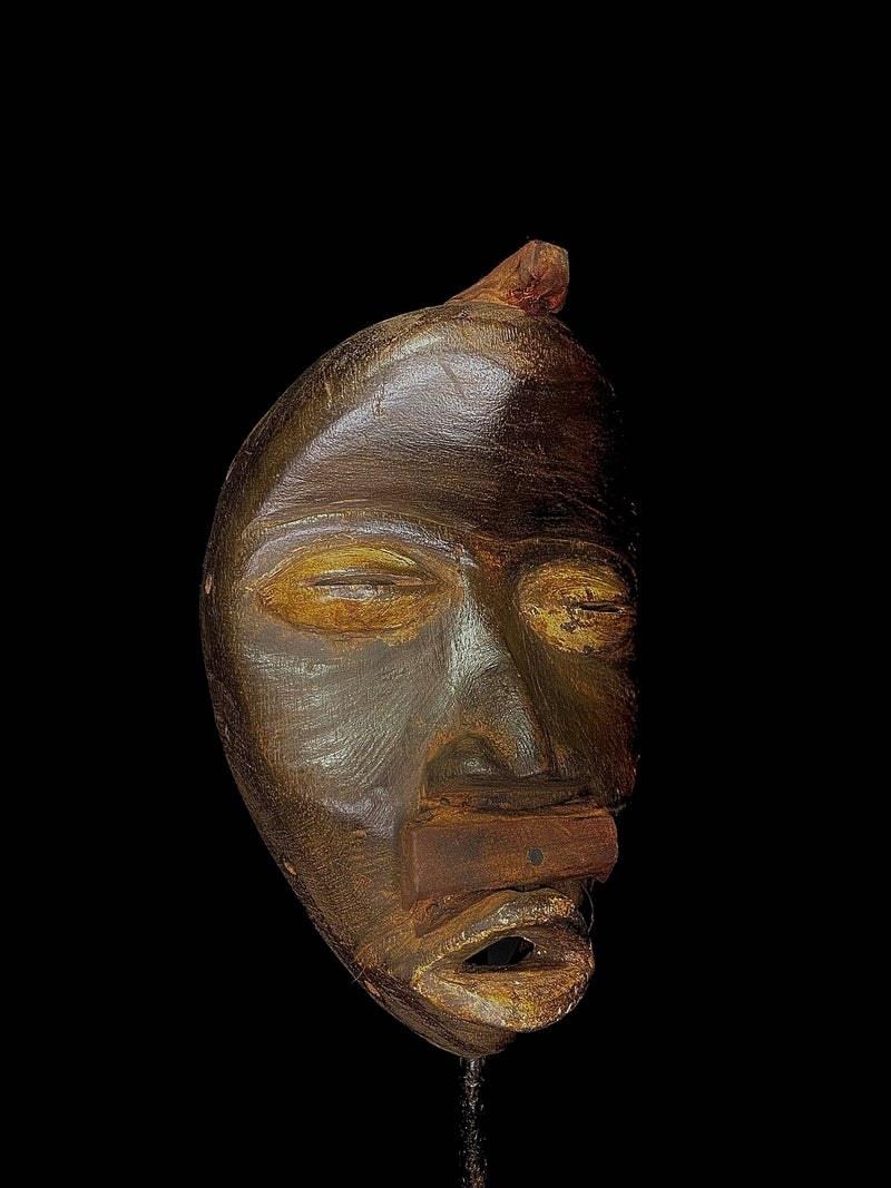 African Mask antiques tribal Face vintage Wood Carved Hanging Dan Mask-5028