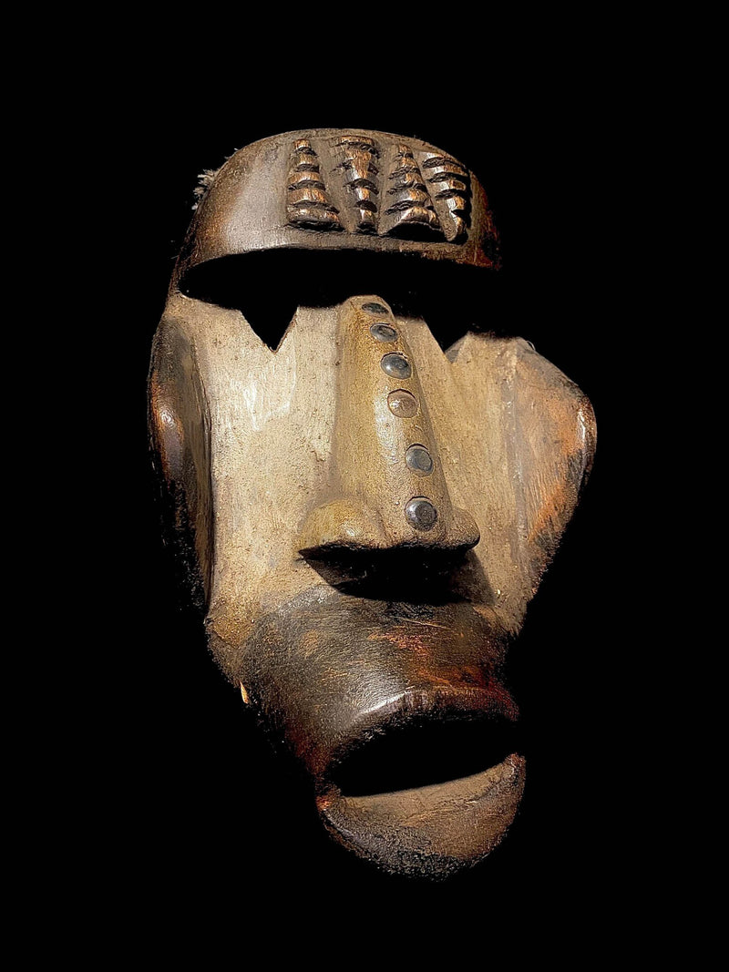 African mask Tribal Face Mask Dan Kran Wooden Polychrome Kaogle Mask-5167