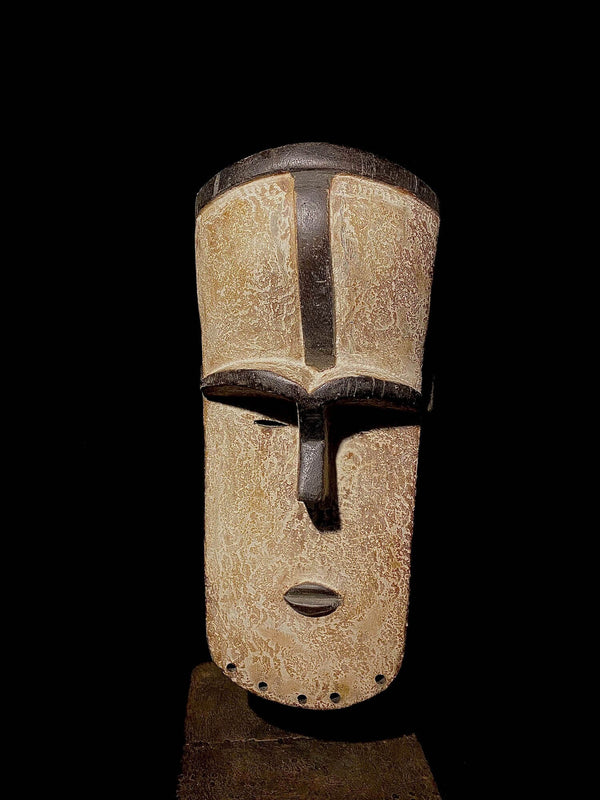 African mask Lega Bwami Tribal Face Mask Wood Hand Carved Wall Hanging-5219